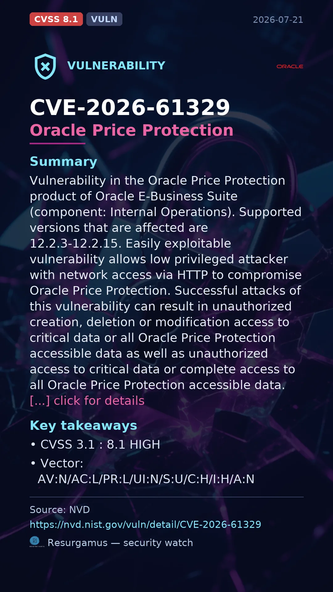 CVE-2026-61329 Oracle Price Protection Vulnerability