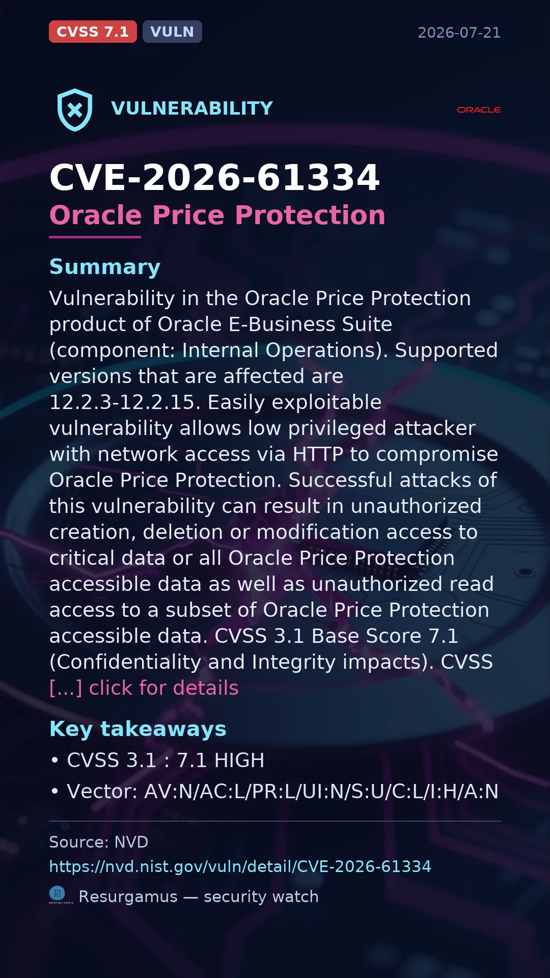CVE-2026-61334 Oracle Price Protection Vulnerability
