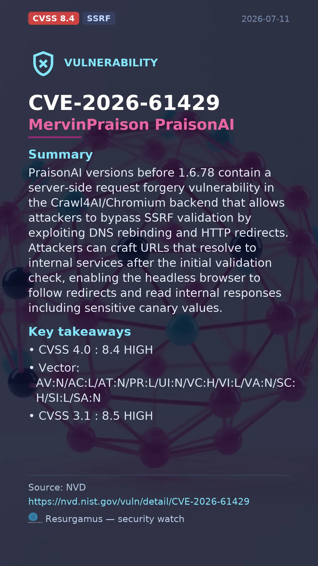 CVE-2026-61429 MervinPraison PraisonAI Vulnerability