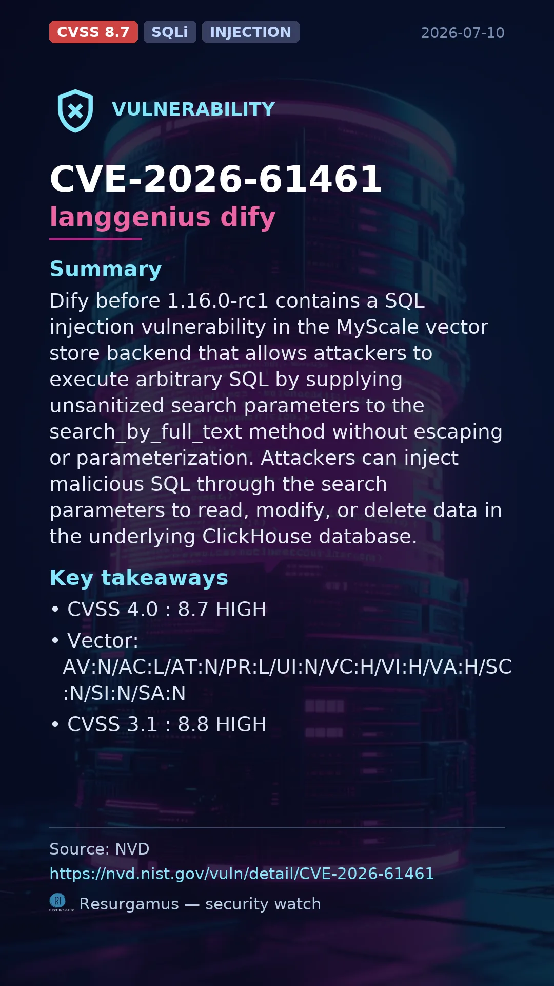 CVE-2026-61461 langgenius dify Vulnerability