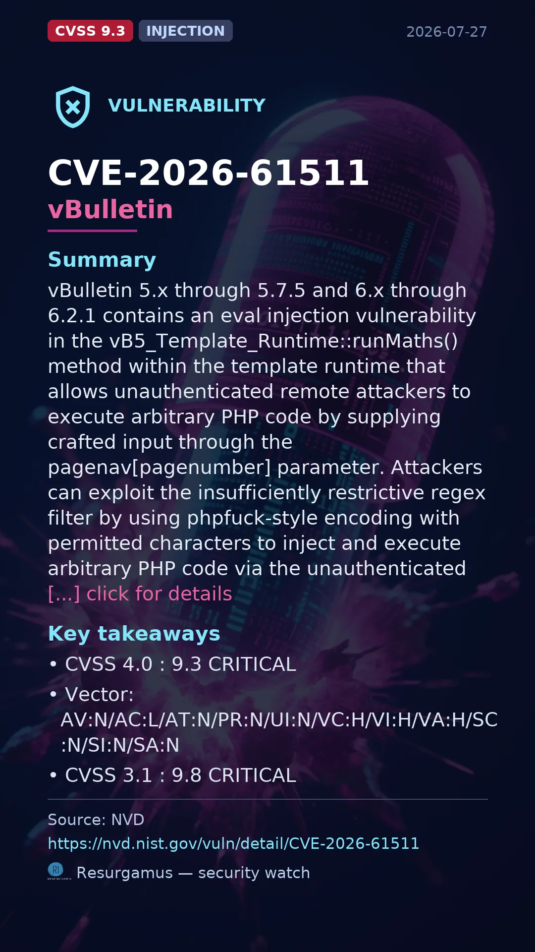 CVE-2026-61511 vBulletin Vulnerability