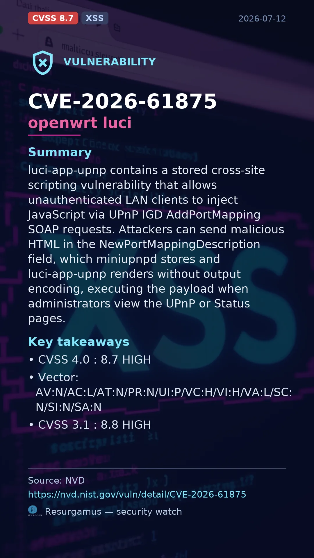 CVE-2026-61875 openwrt luci Vulnerability