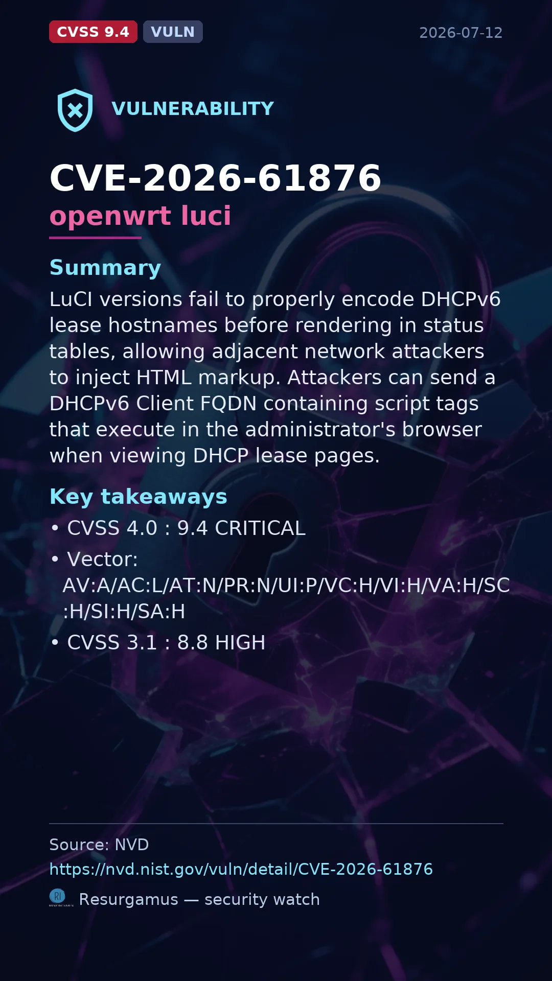 CVE-2026-61876 openwrt luci Vulnerability