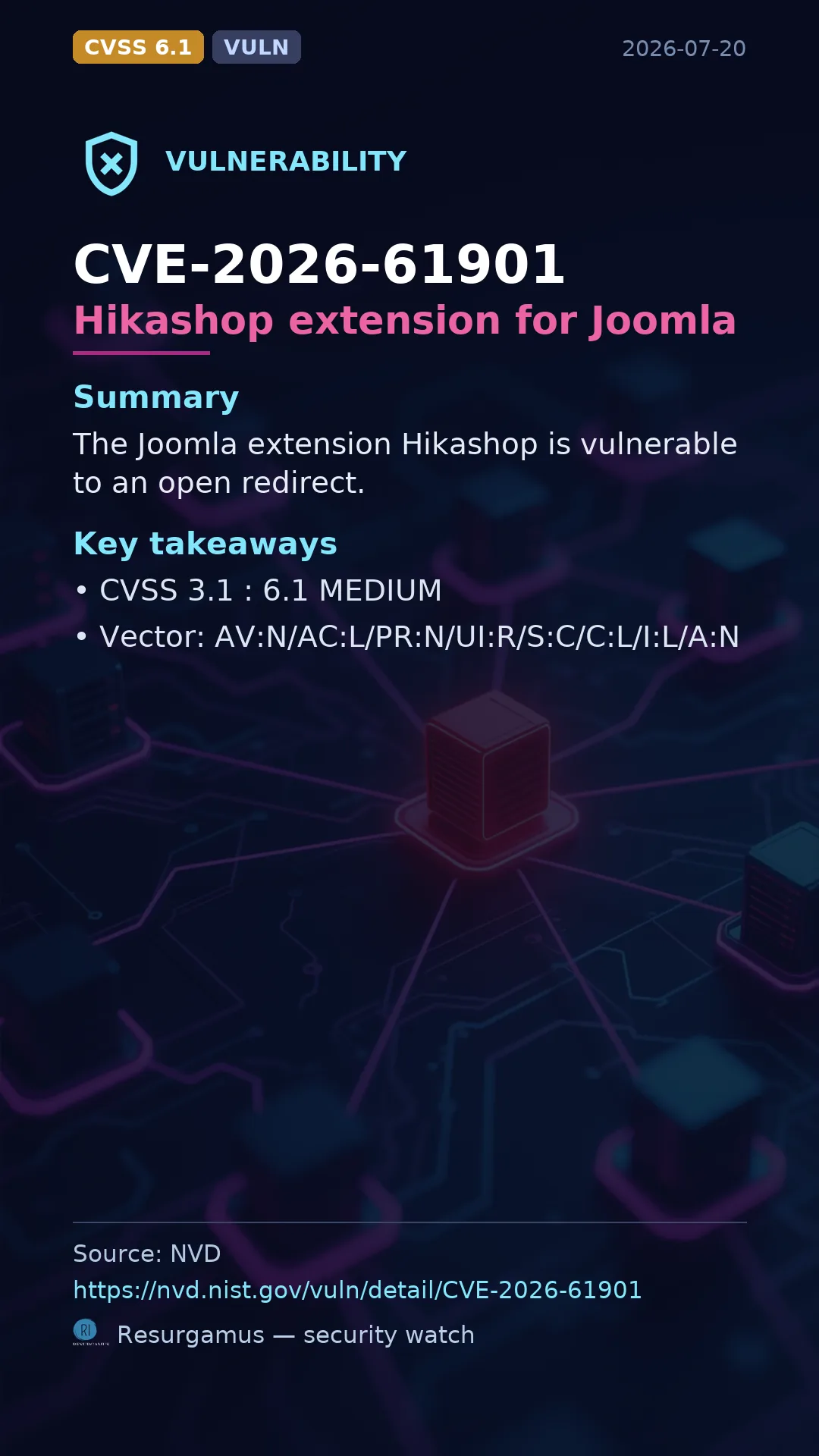 CVE-2026-61901 Hikashop extension for Joomla Vulnerability