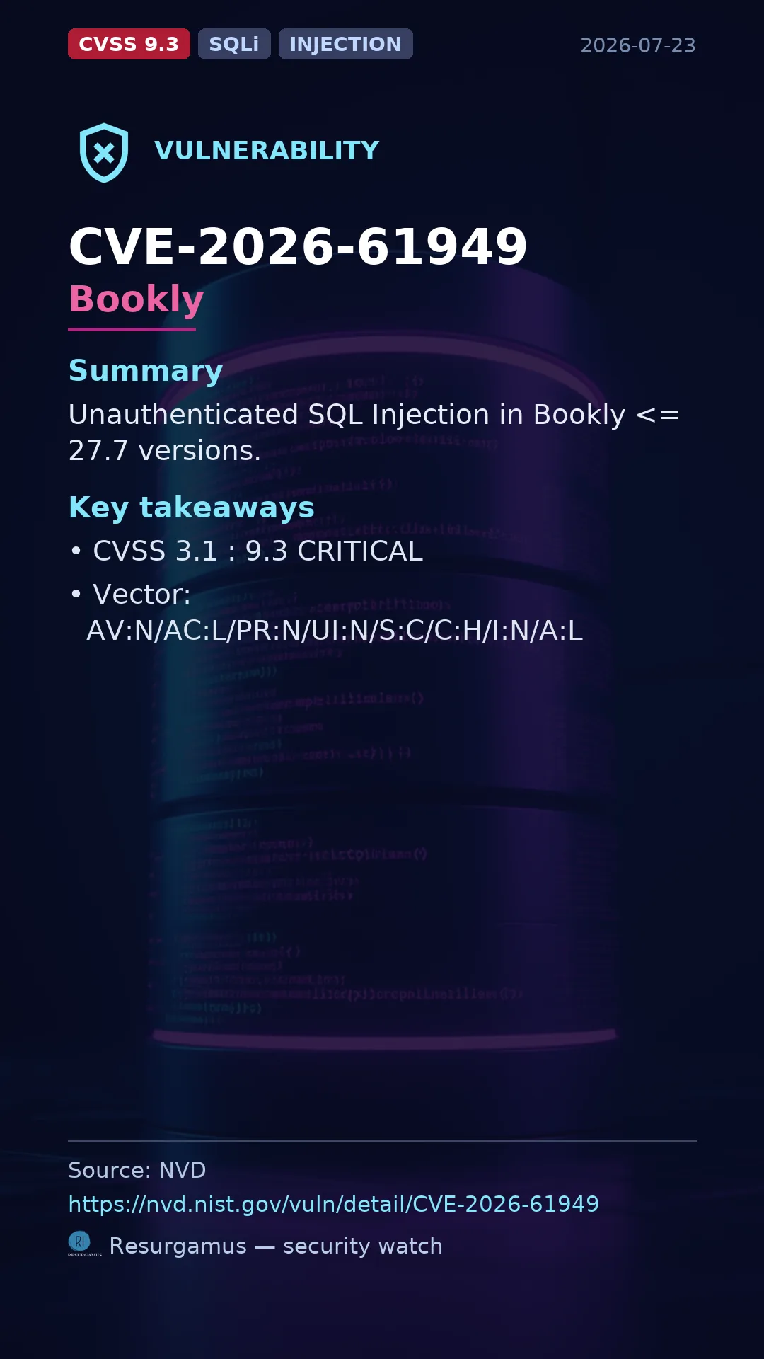 CVE-2026-61949 Bookly Vulnerability