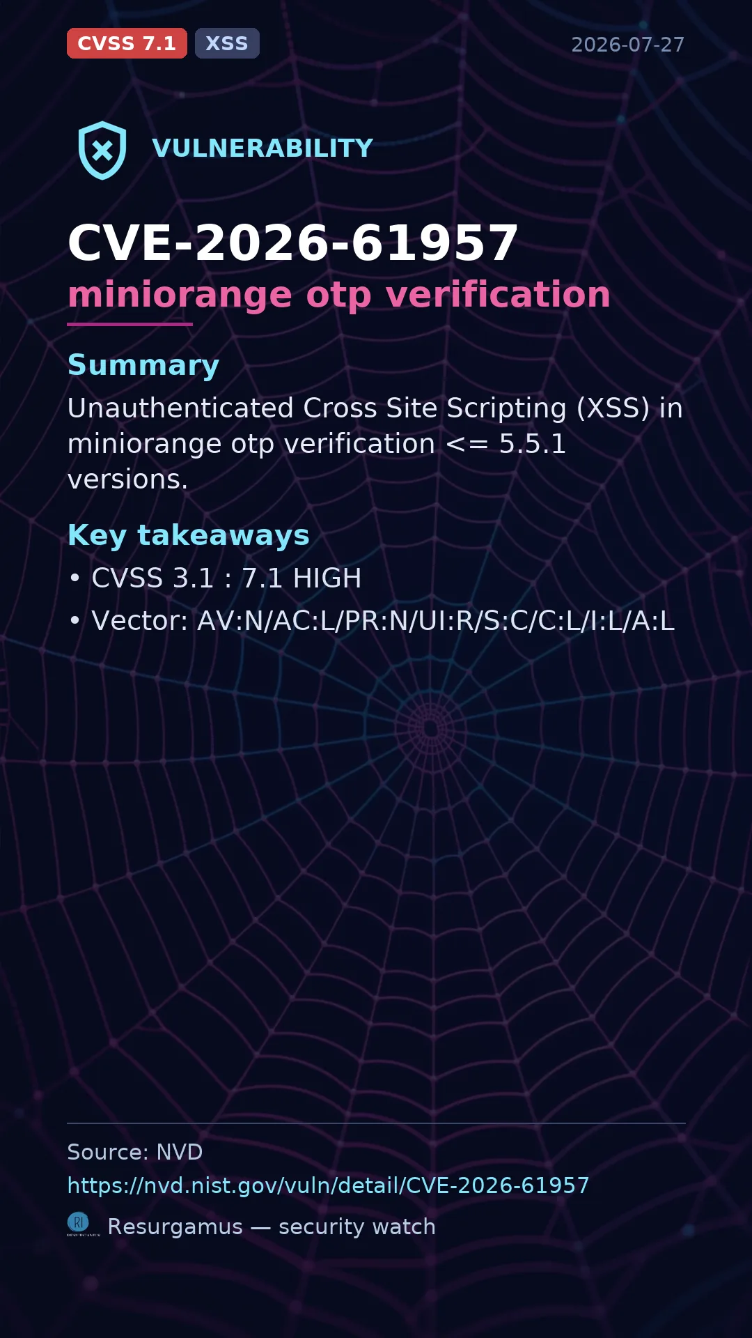 CVE-2026-61957 miniorange otp verification Vulnerability