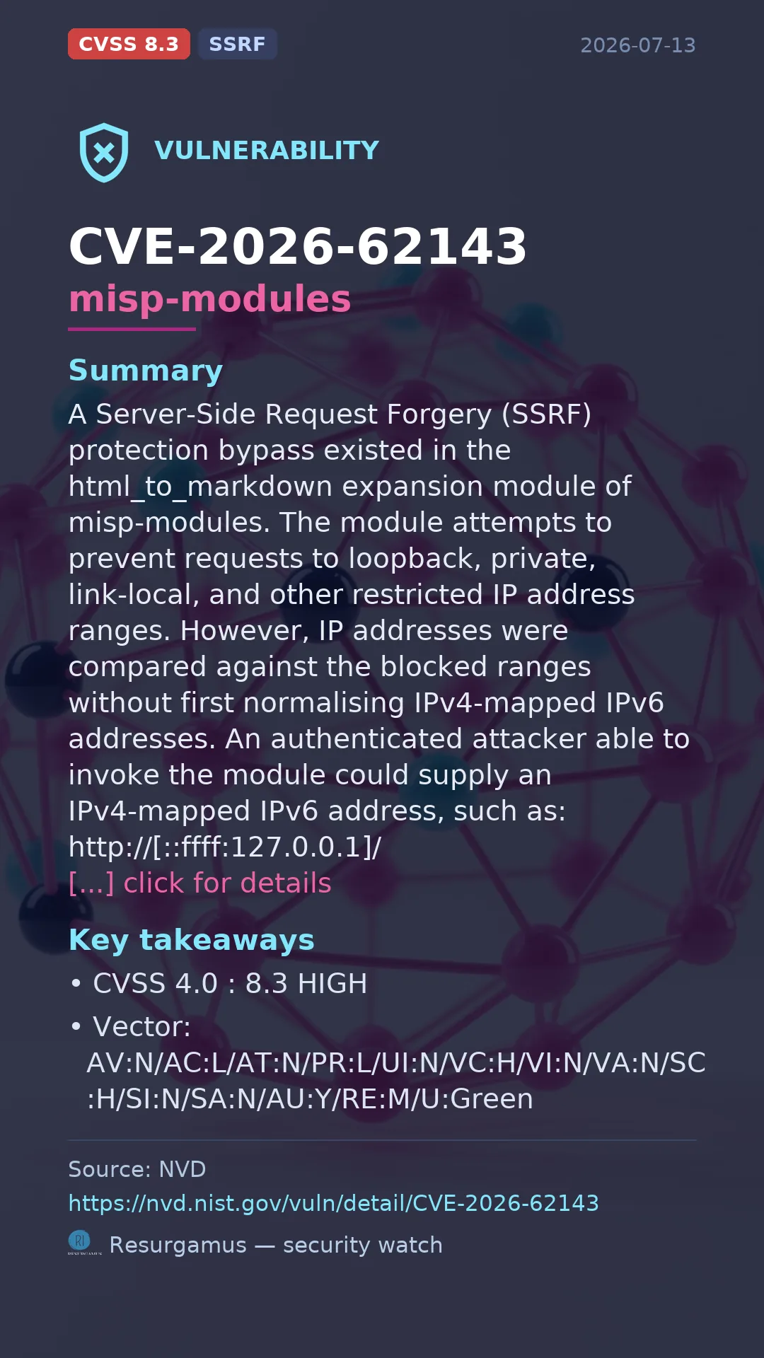 CVE-2026-62143 misp-modules Vulnerability
