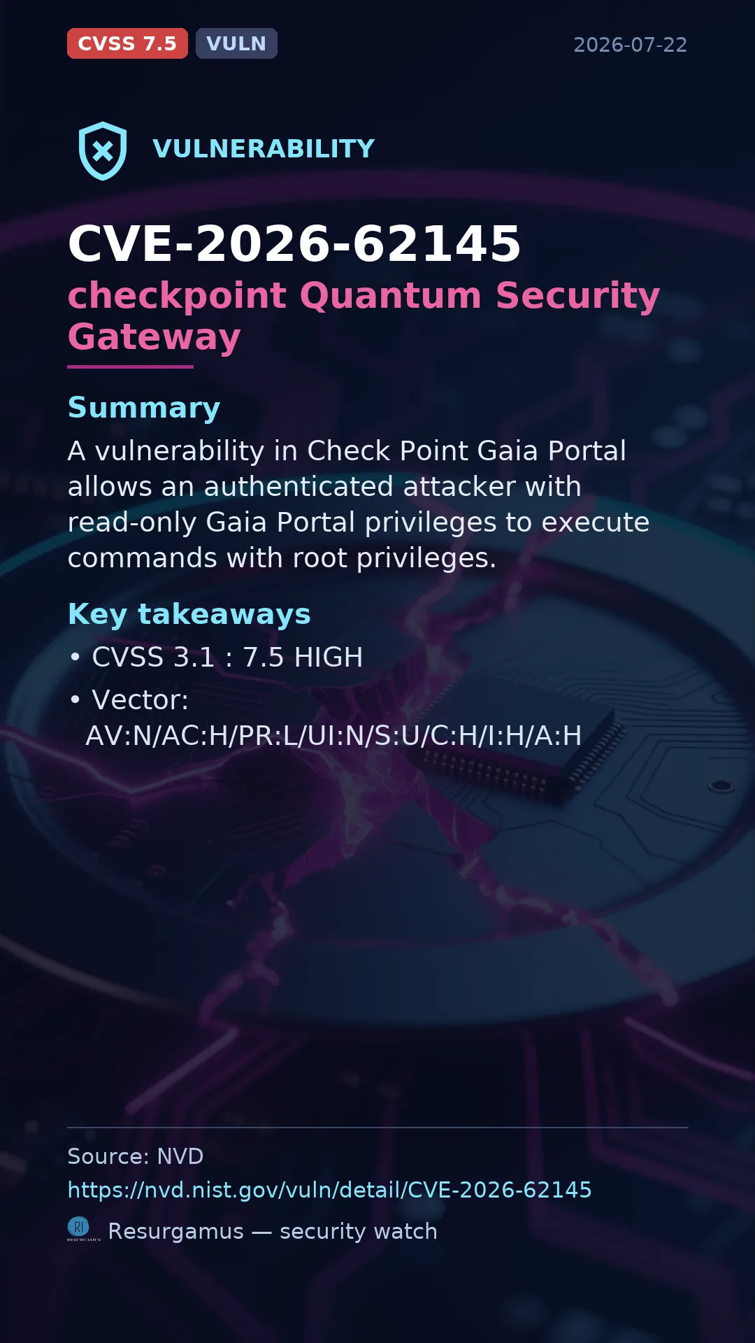 CVE-2026-62145 checkpoint Quantum Security Gateway Vulnerability