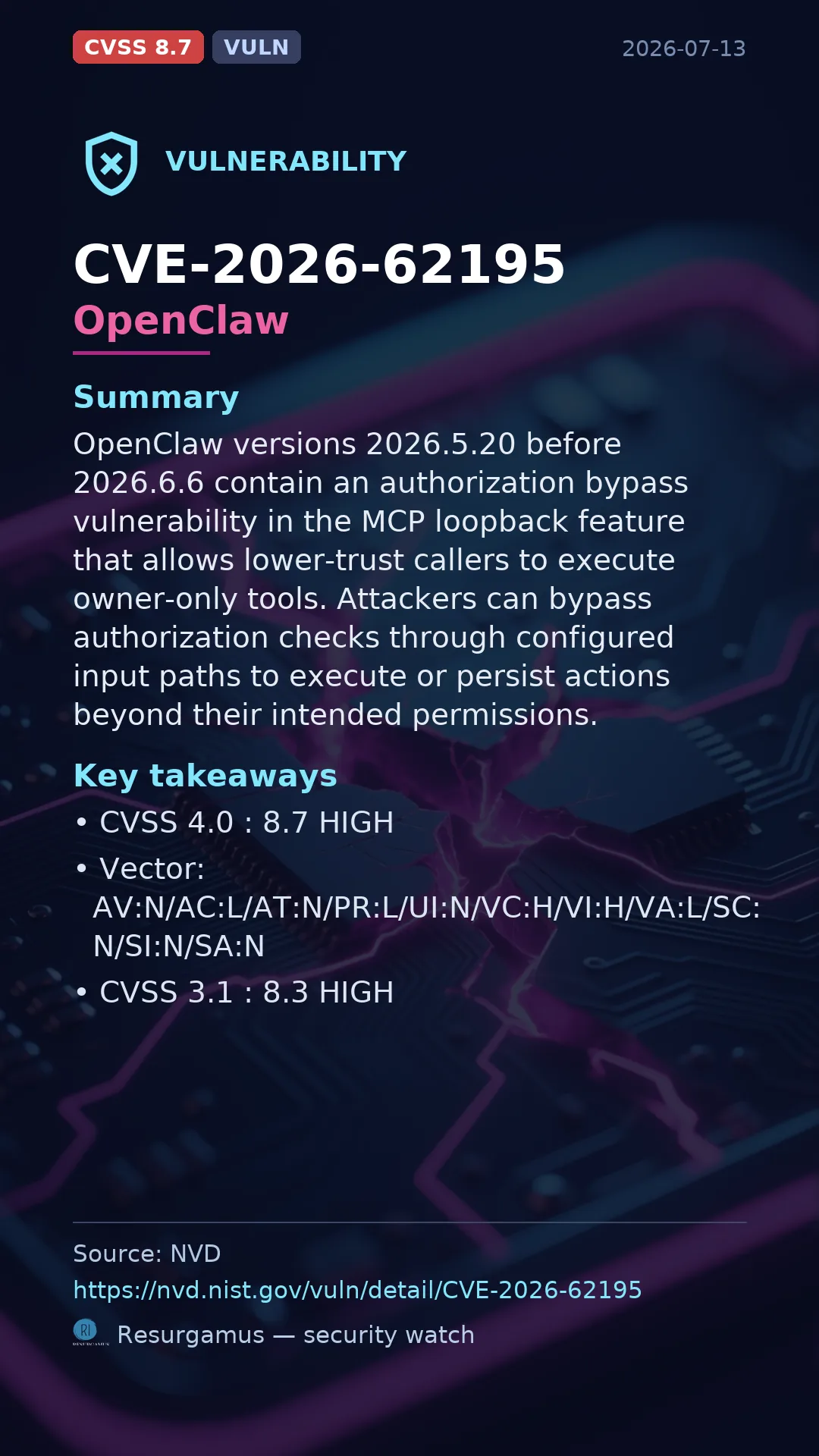 CVE-2026-62195 OpenClaw Vulnerability