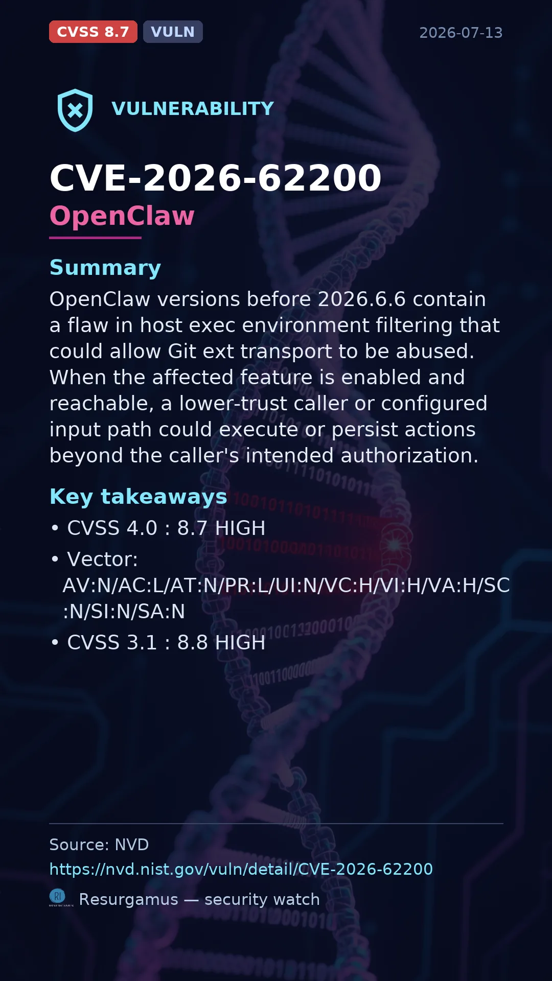 CVE-2026-62200 OpenClaw Vulnerability