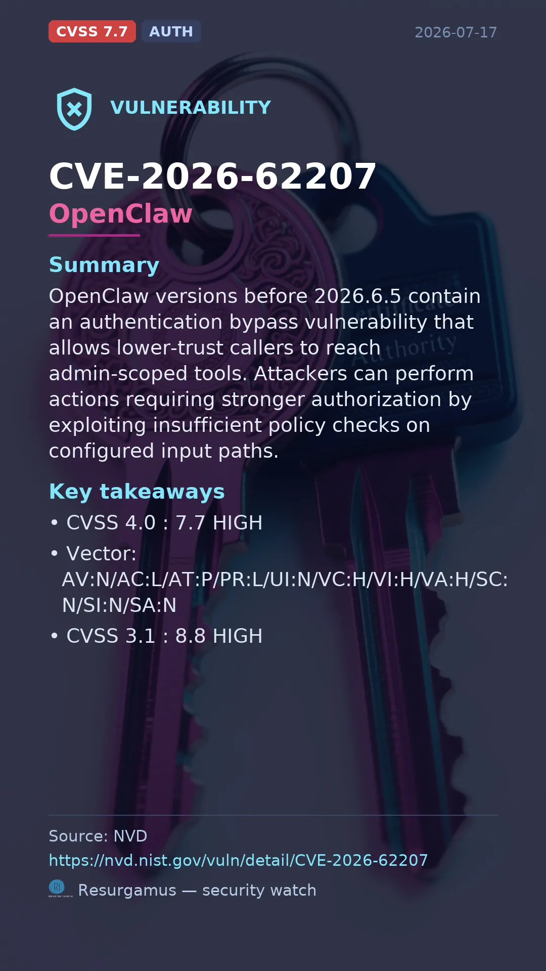 CVE-2026-62207 OpenClaw Vulnerability