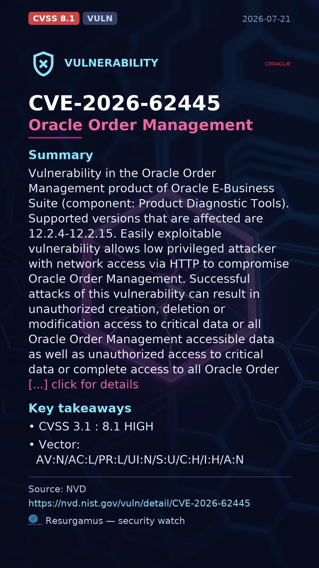CVE-2026-62445 Oracle Order Management Vulnerability
