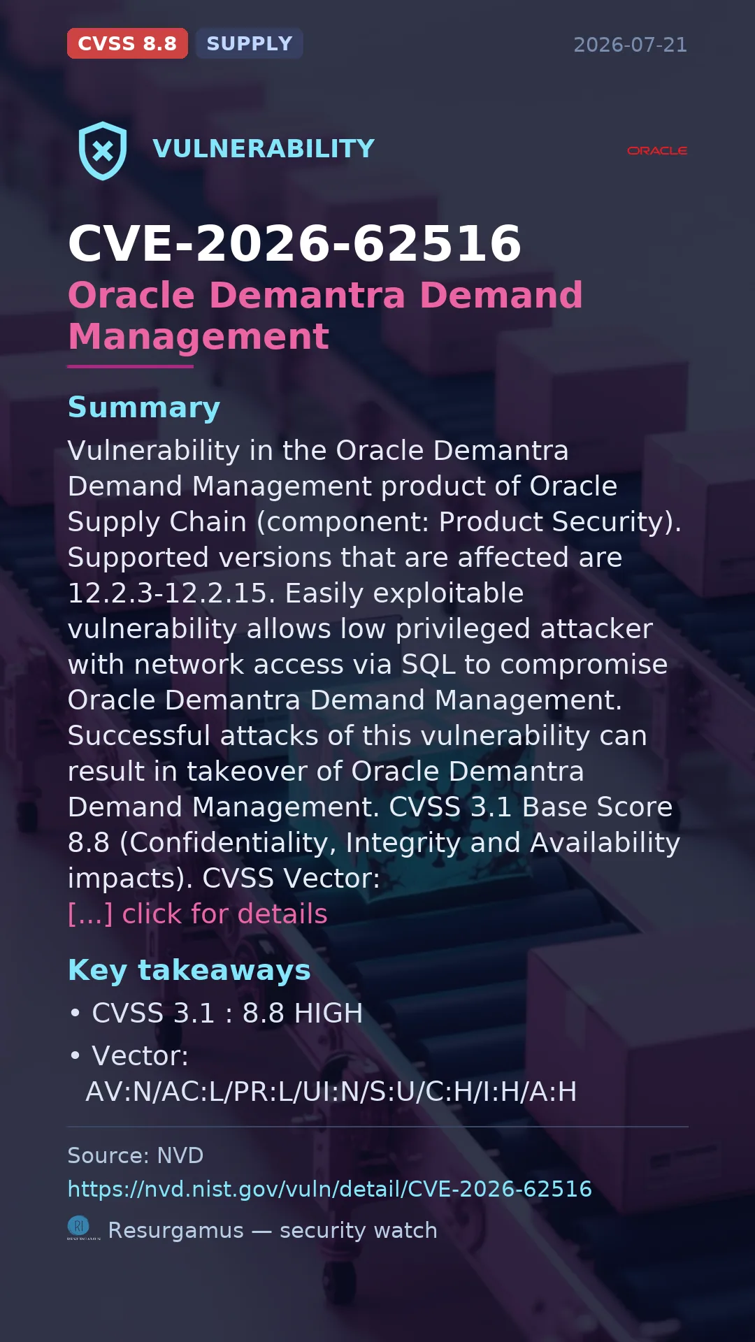 CVE-2026-62516 Oracle Demantra Demand Management Vulnerability