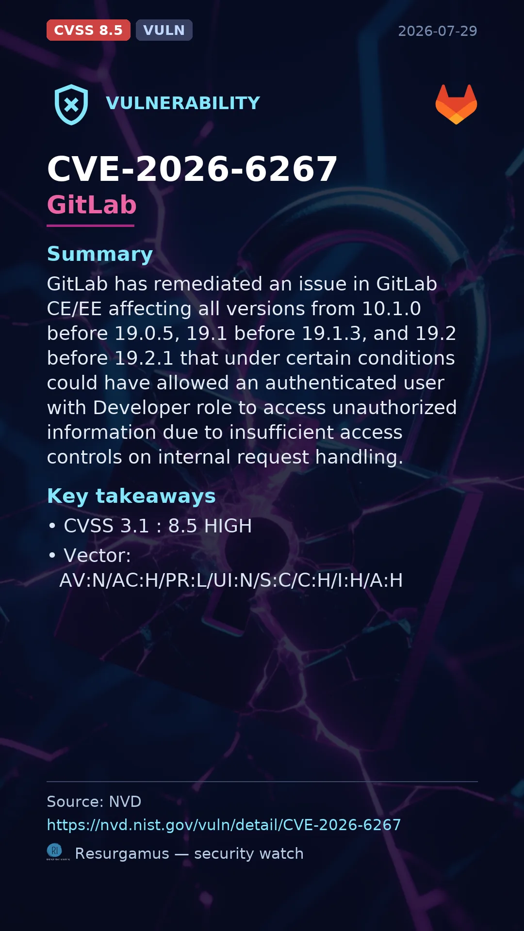 CVE-2026-6267 GitLab Vulnerability