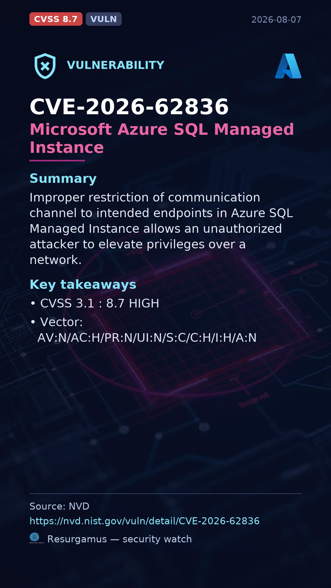CVE-2026-62836 Microsoft Azure SQL Managed Instance Vulnerability