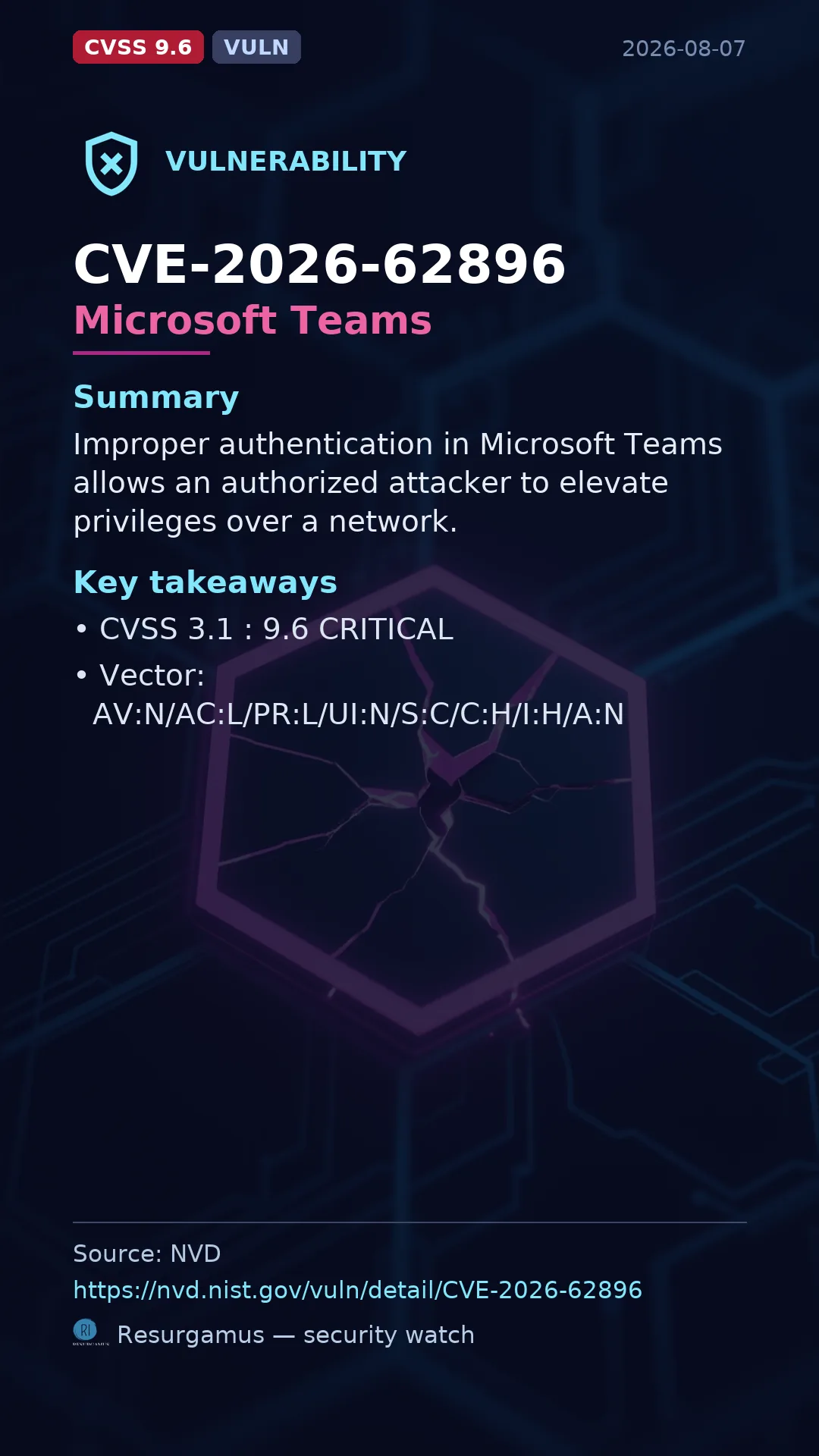 CVE-2026-62896 Microsoft Teams Vulnerability