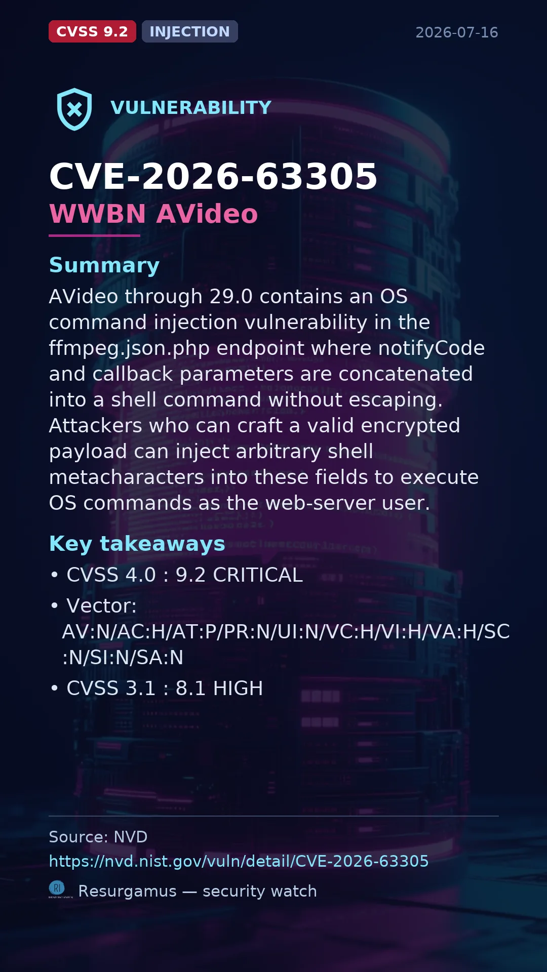 CVE-2026-63305 WWBN AVideo Vulnerability