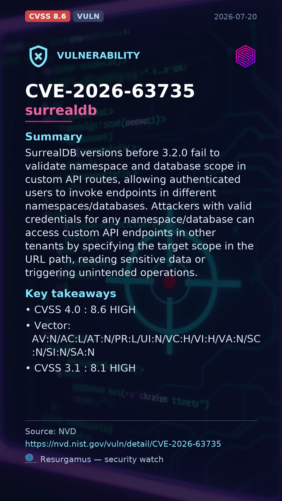 CVE-2026-63735 surrealdb Vulnerability