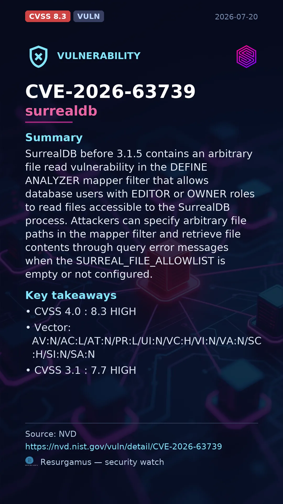 CVE-2026-63739 surrealdb Vulnerability