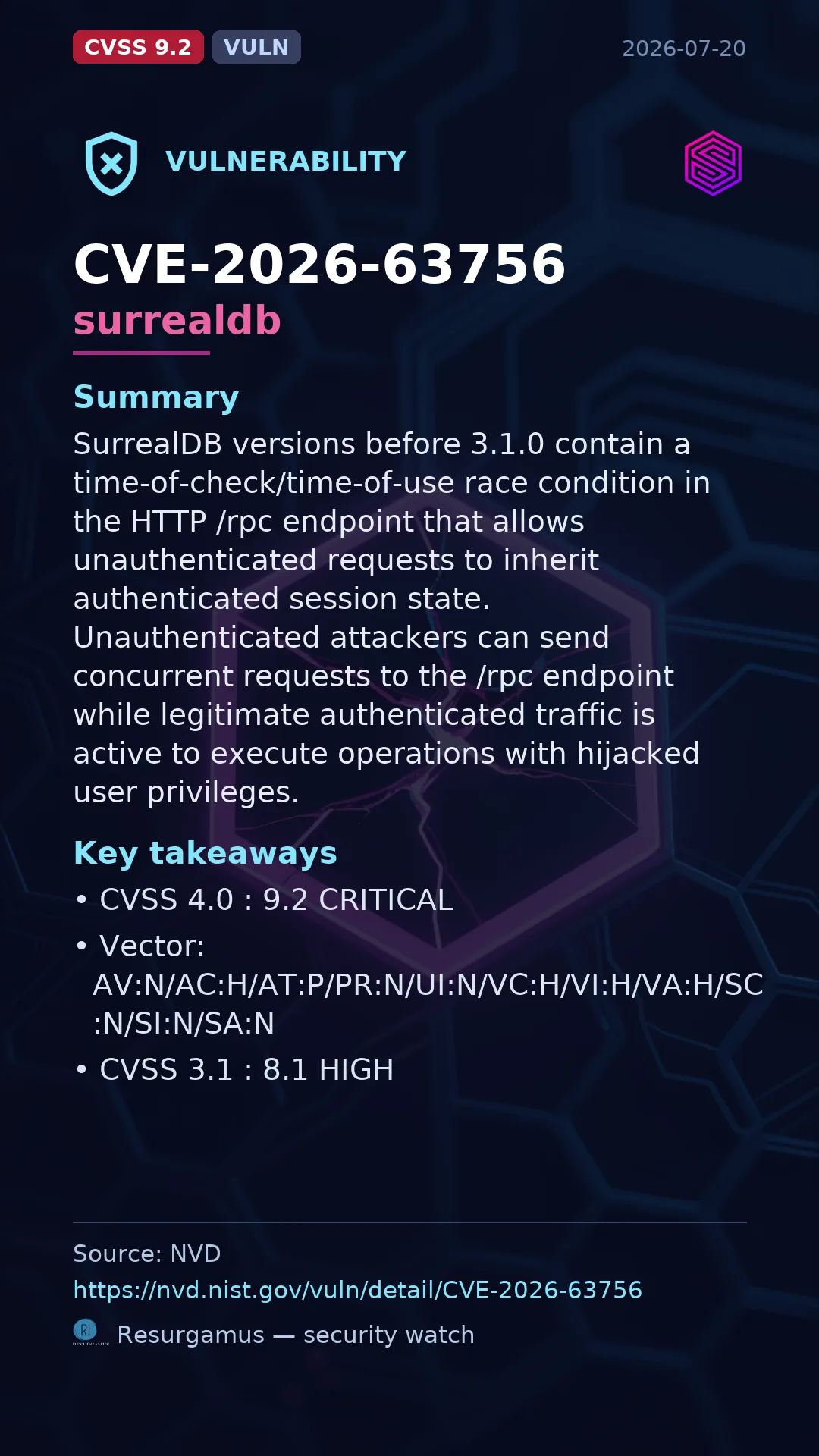 CVE-2026-63756 surrealdb Vulnerability