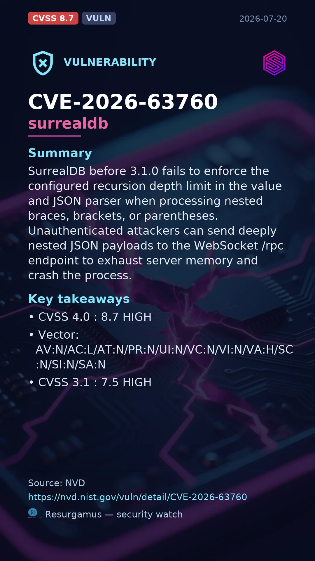 CVE-2026-63760 surrealdb Vulnerability