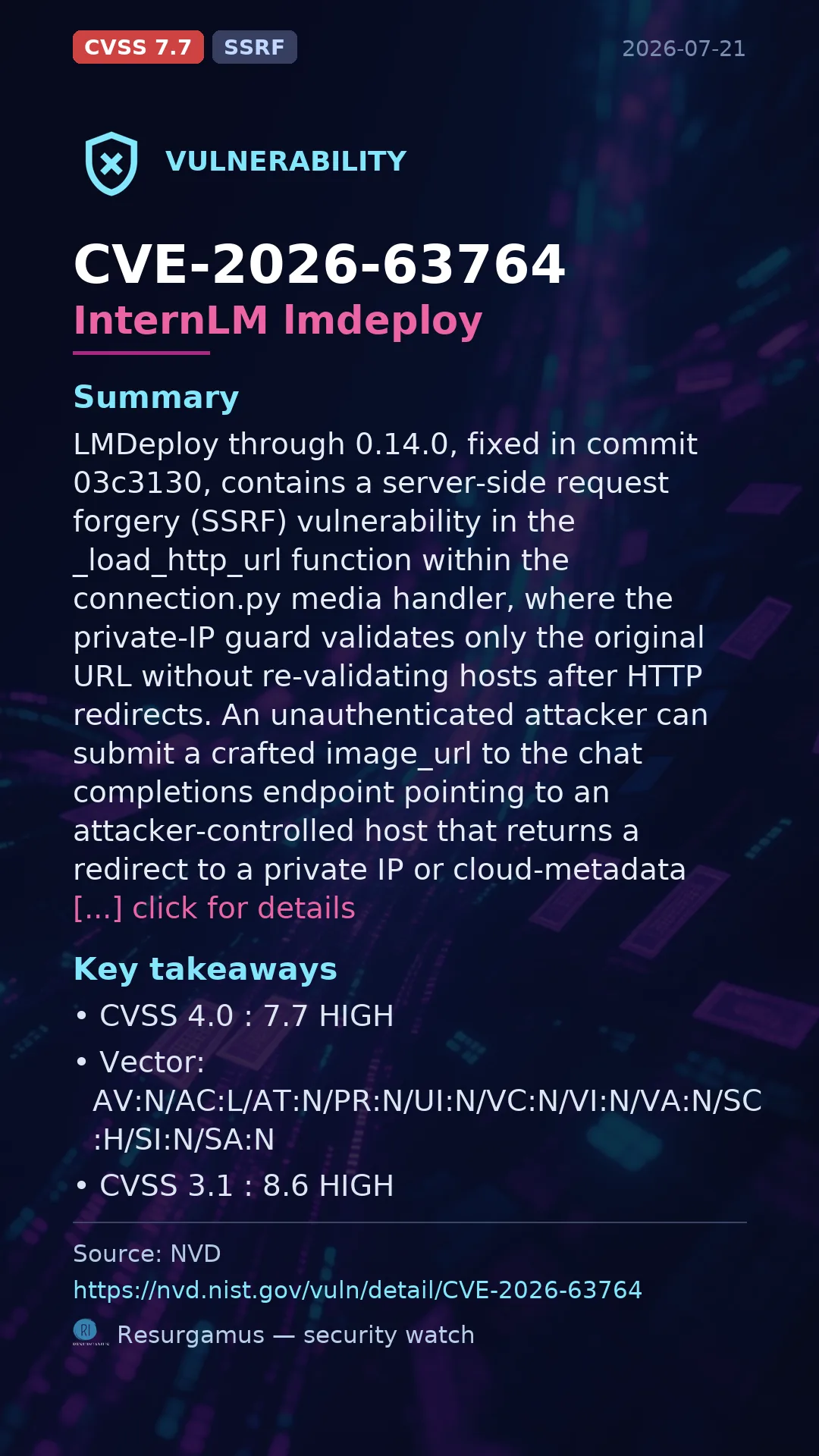 CVE-2026-63764 InternLM lmdeploy Vulnerability