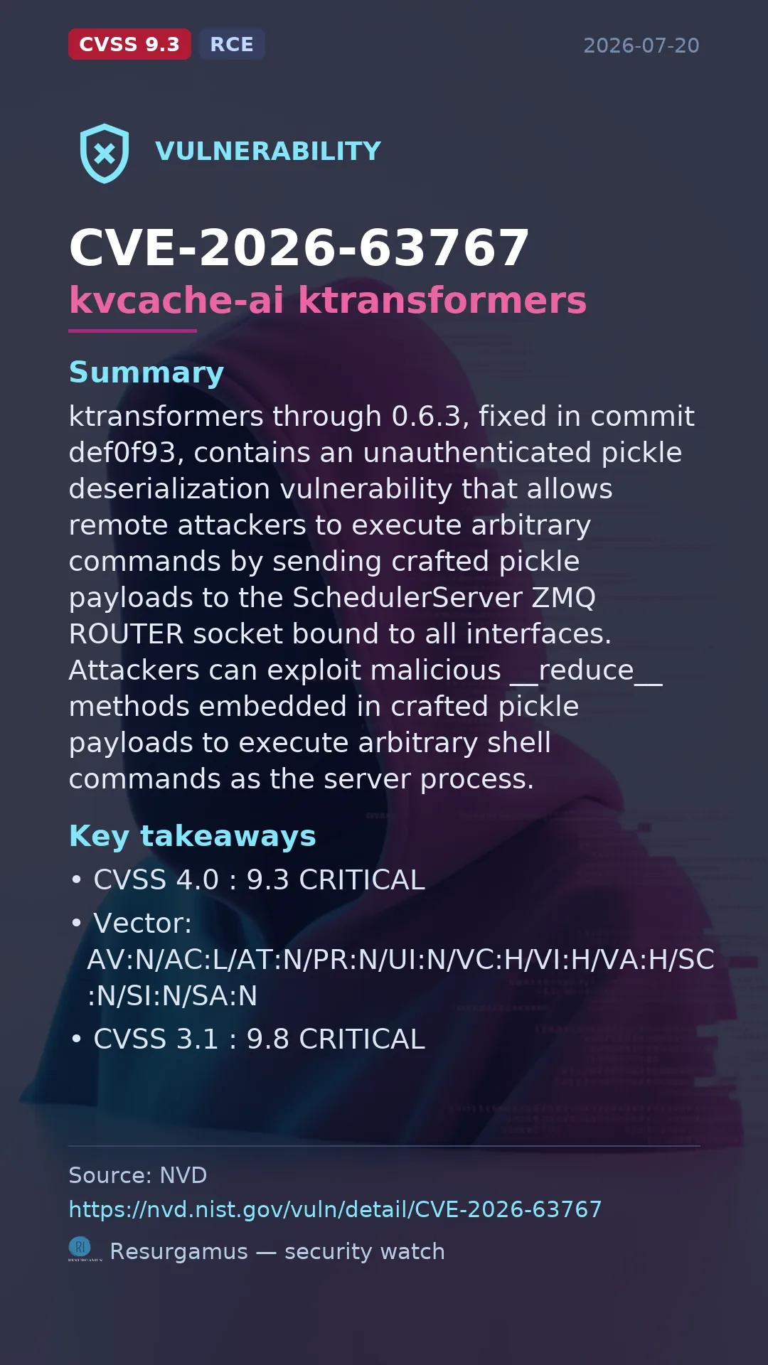 CVE-2026-63767 kvcache-ai ktransformers Vulnerability
