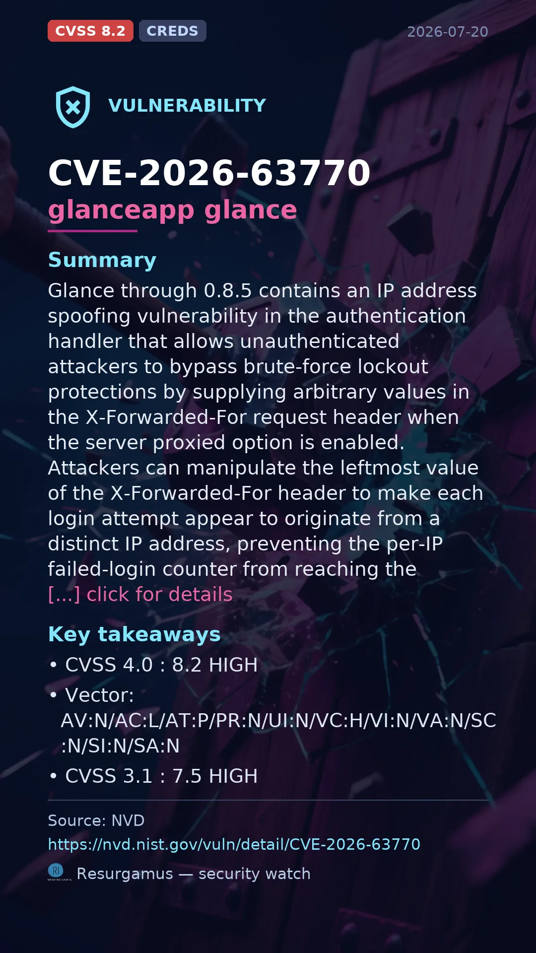 CVE-2026-63770 glanceapp glance Vulnerability