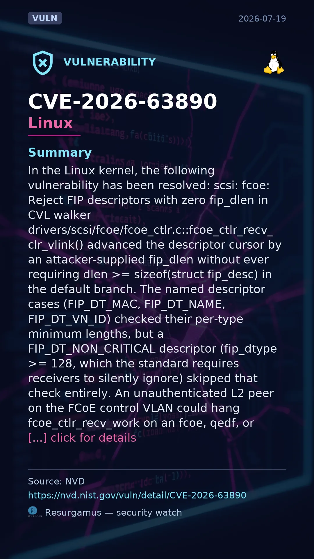 CVE-2026-63890 Linux Vulnerability