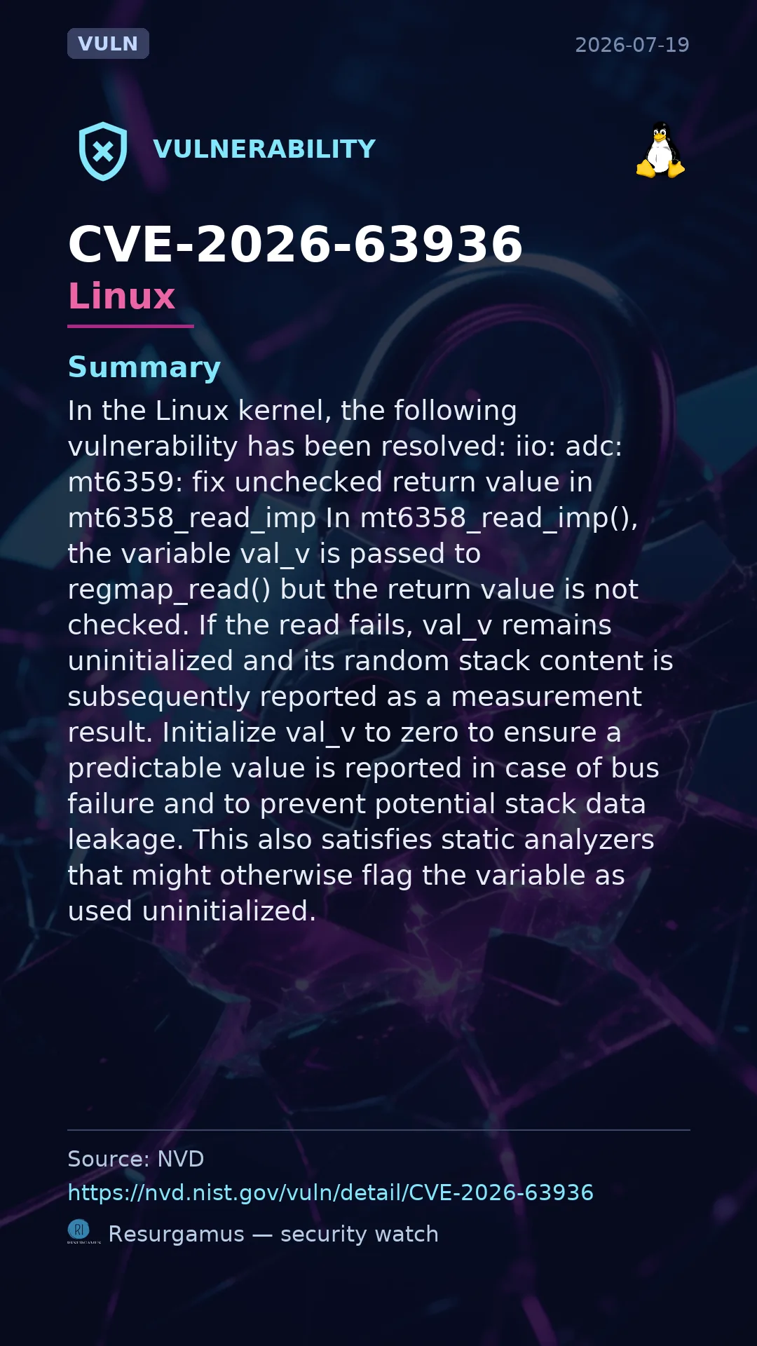 CVE-2026-63936 Linux Vulnerability
