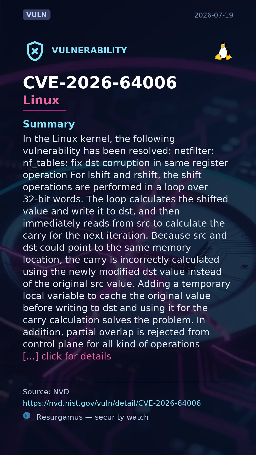 CVE-2026-64006 Linux Vulnerability