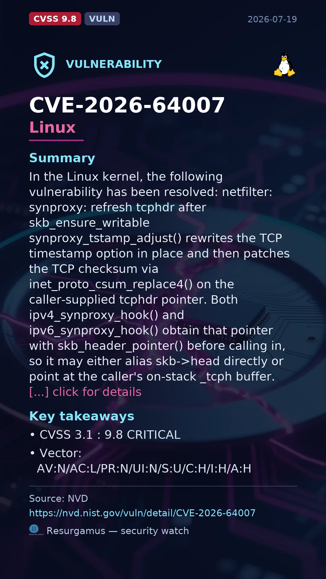 CVE-2026-64007 Linux Vulnerability