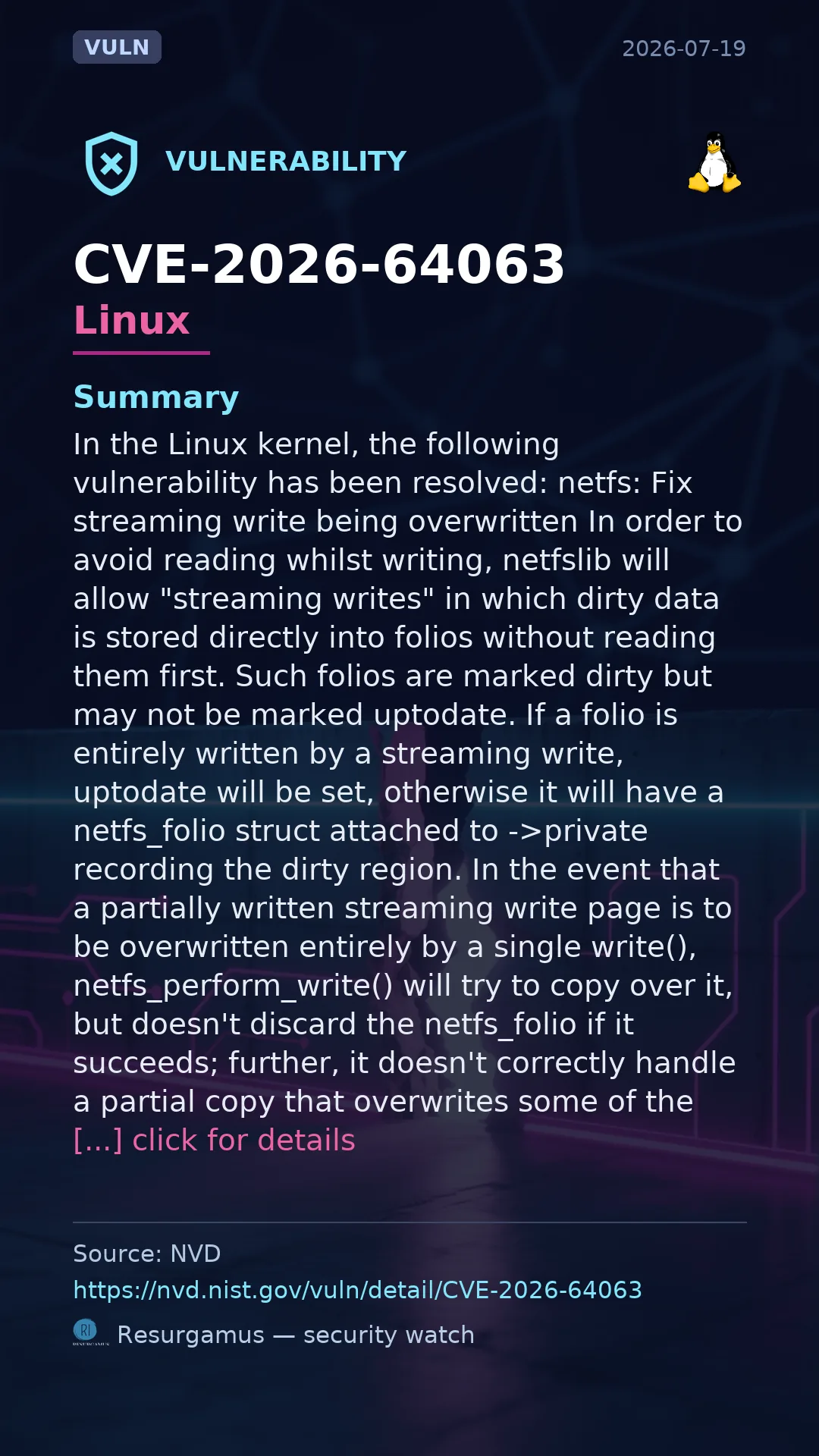 CVE-2026-64063 Linux Vulnerability