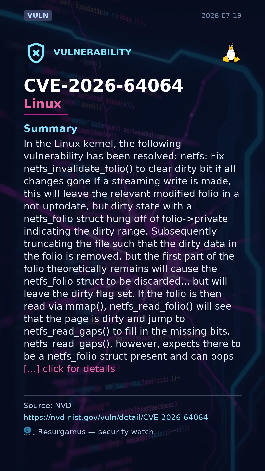 CVE-2026-64064 Linux Vulnerability