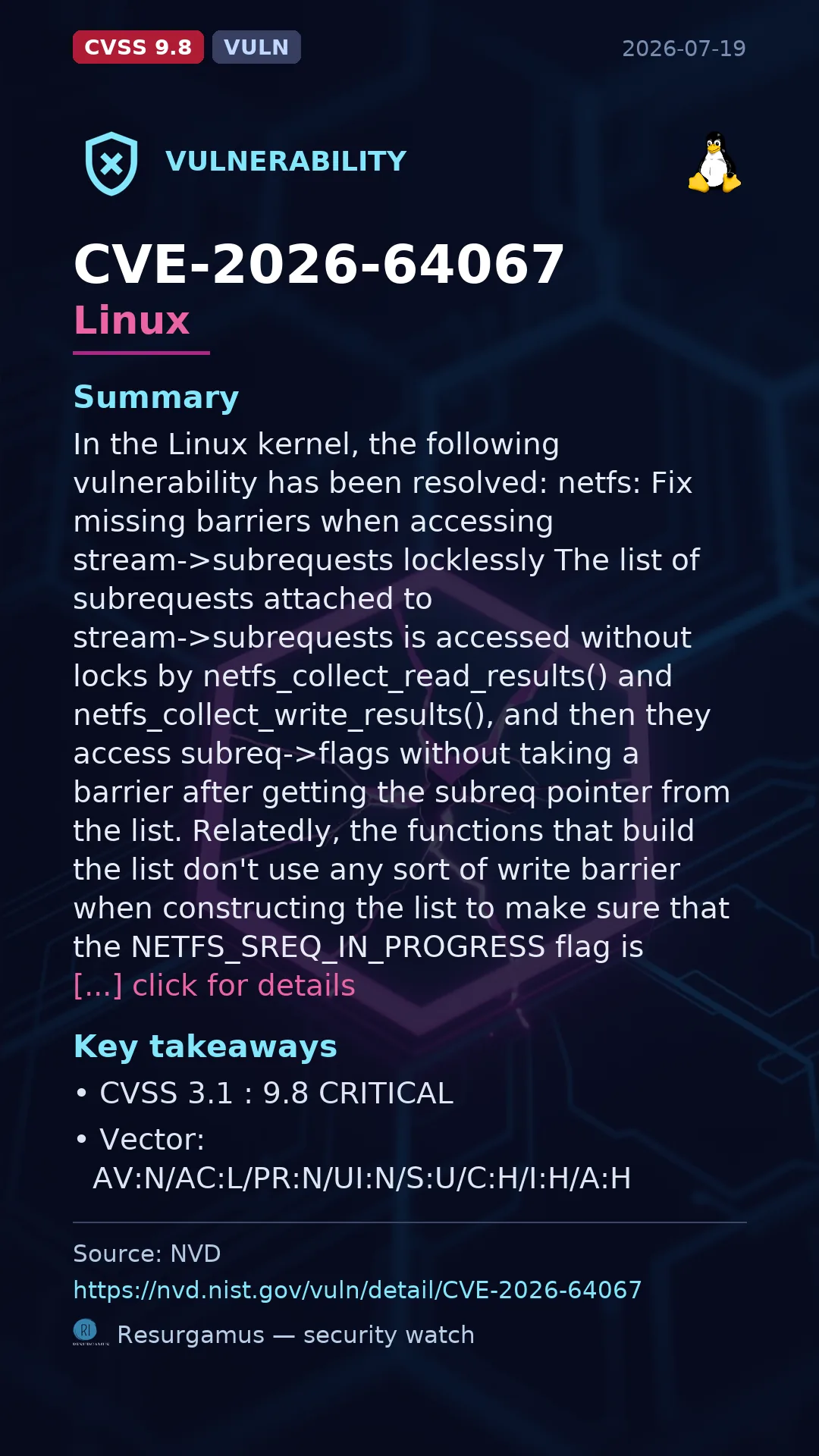 CVE-2026-64067 Linux Vulnerability