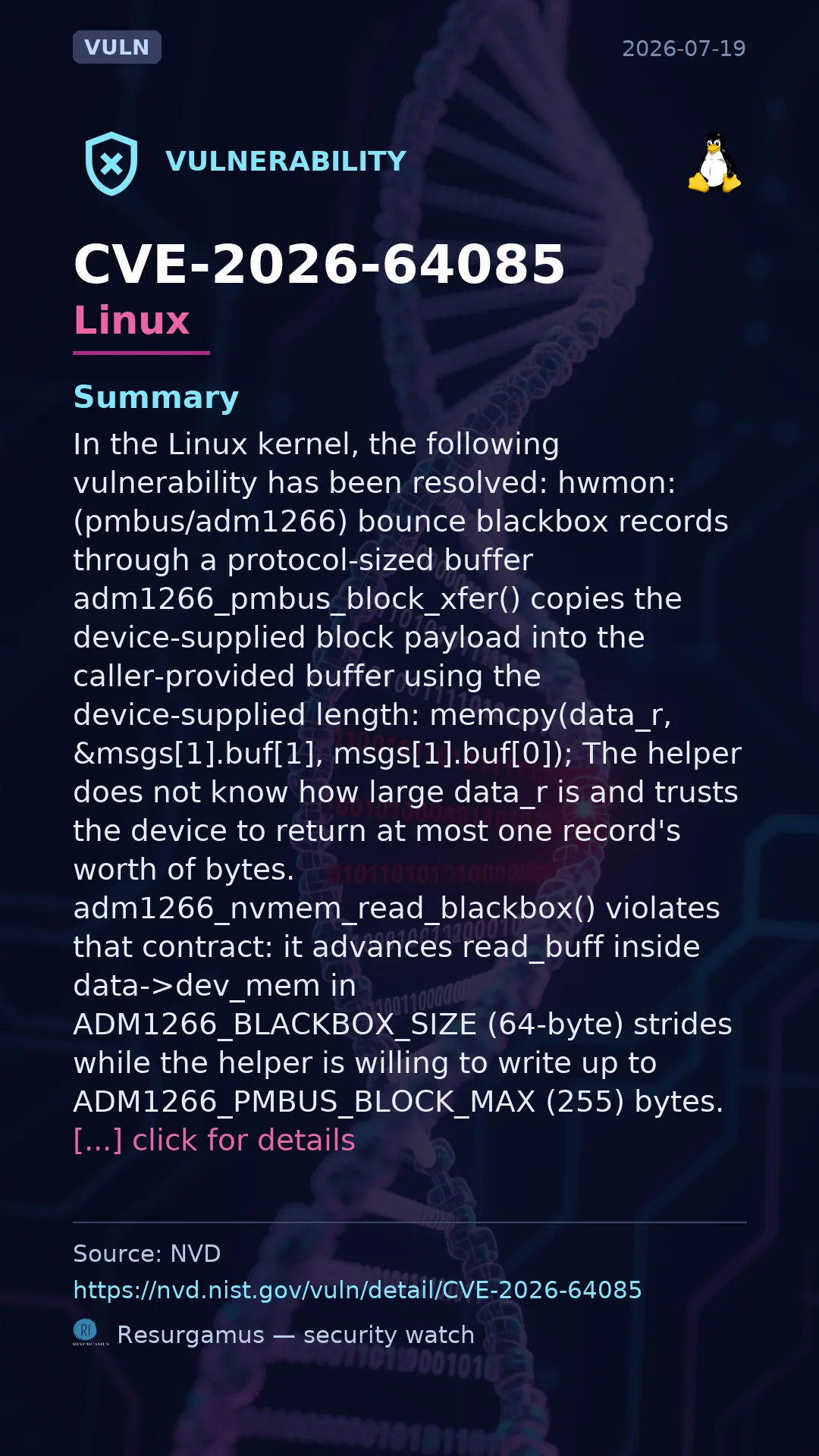 CVE-2026-64085 Linux Vulnerability