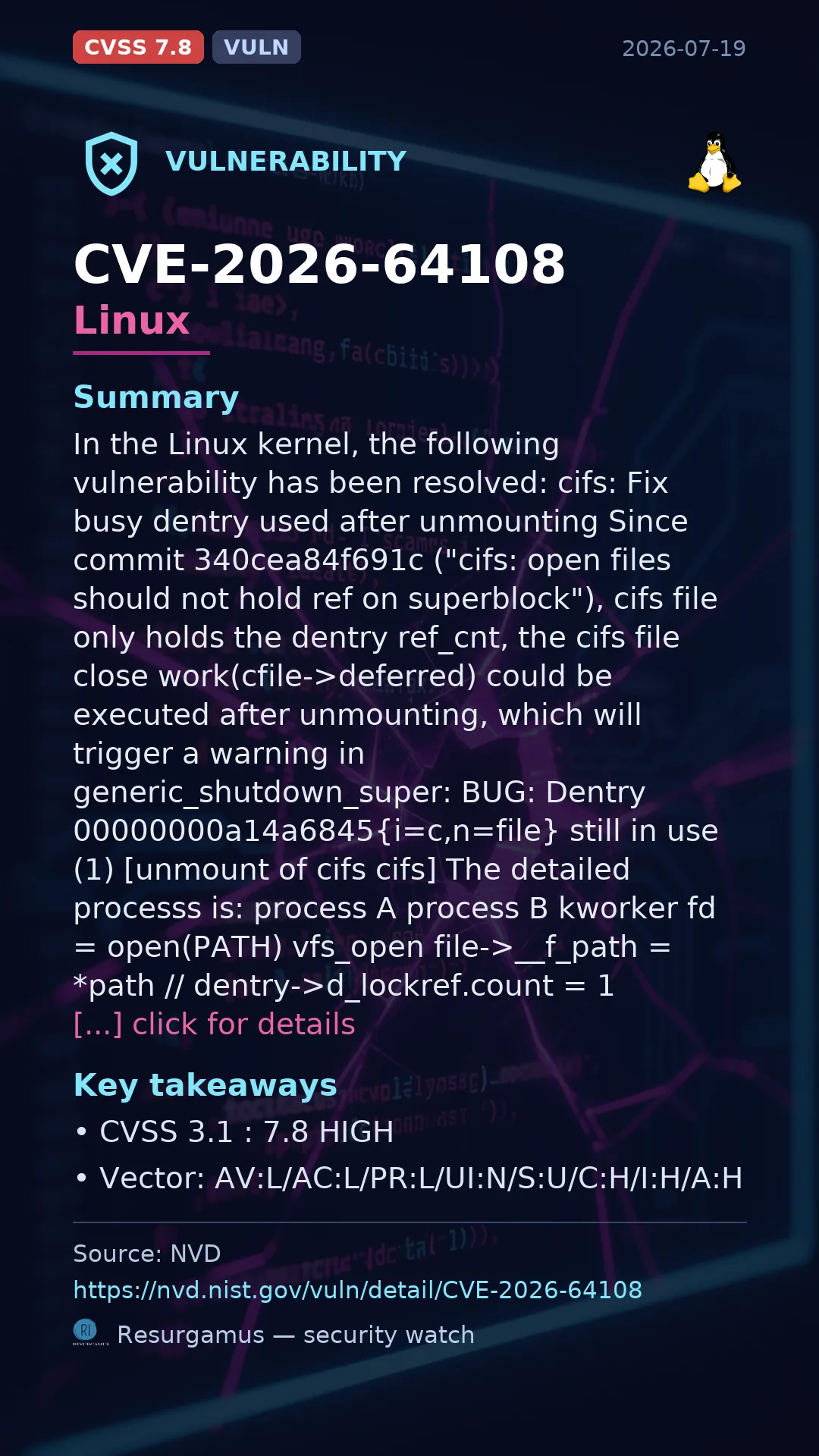 CVE-2026-64108 Linux Vulnerability
