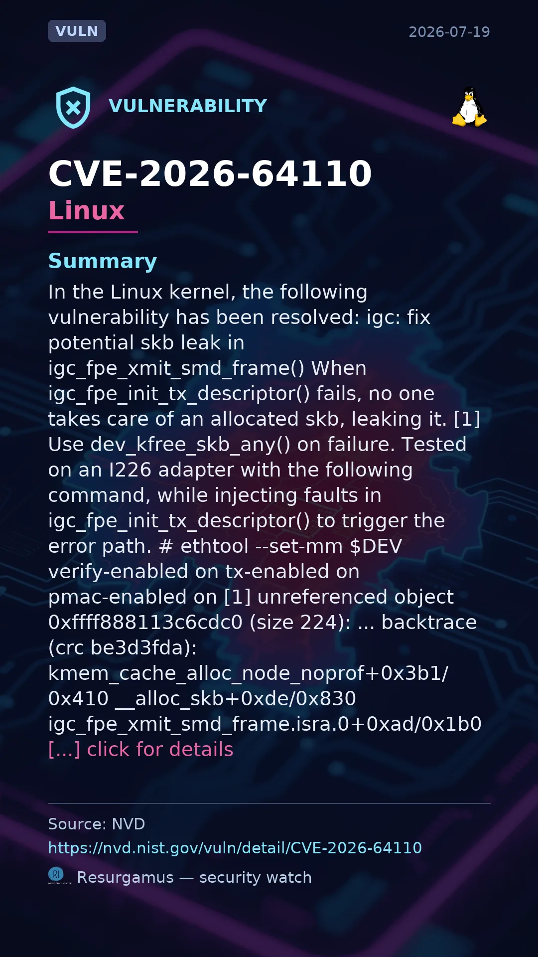 CVE-2026-64110 Linux Vulnerability