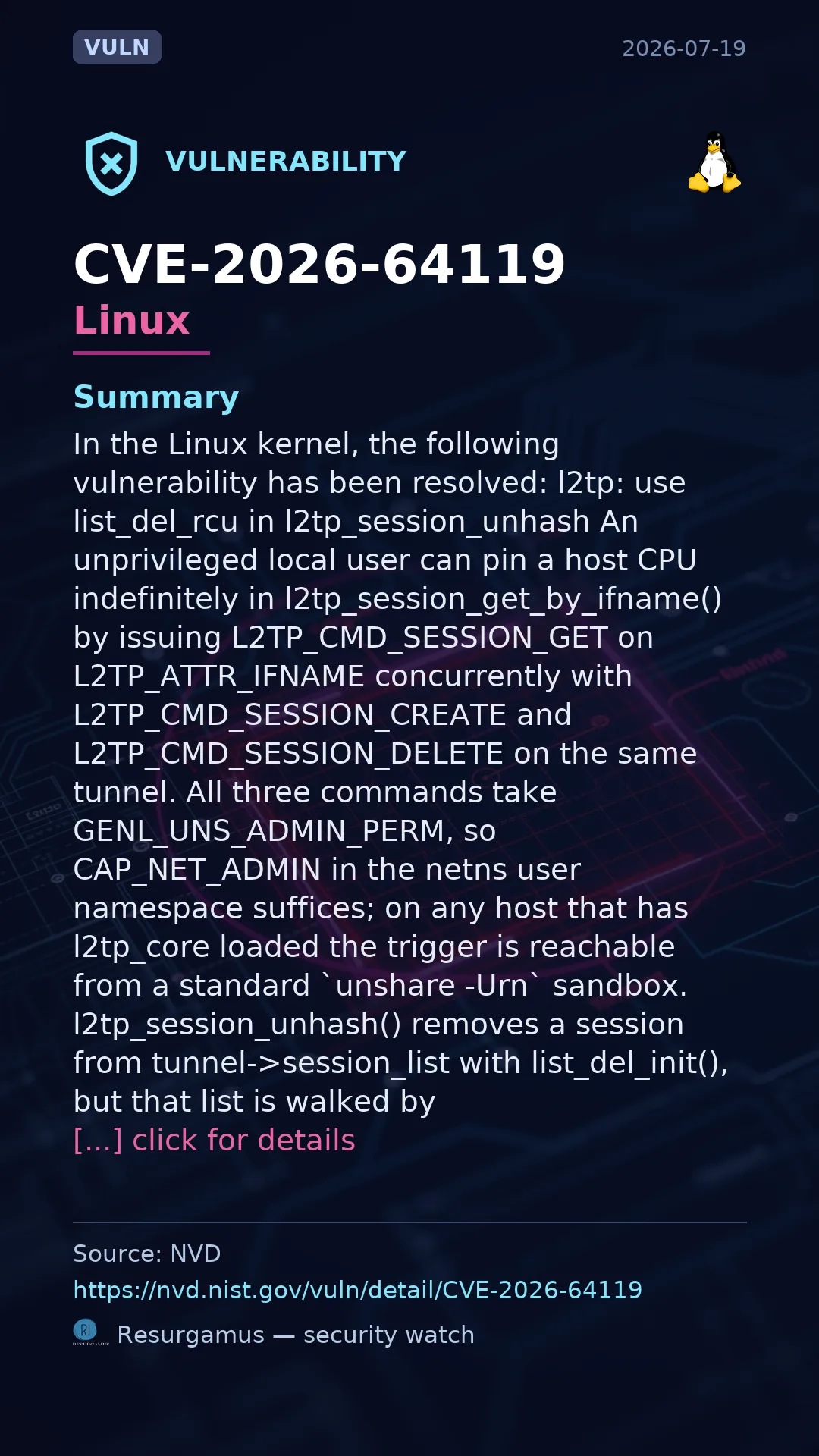 CVE-2026-64119 Linux Vulnerability
