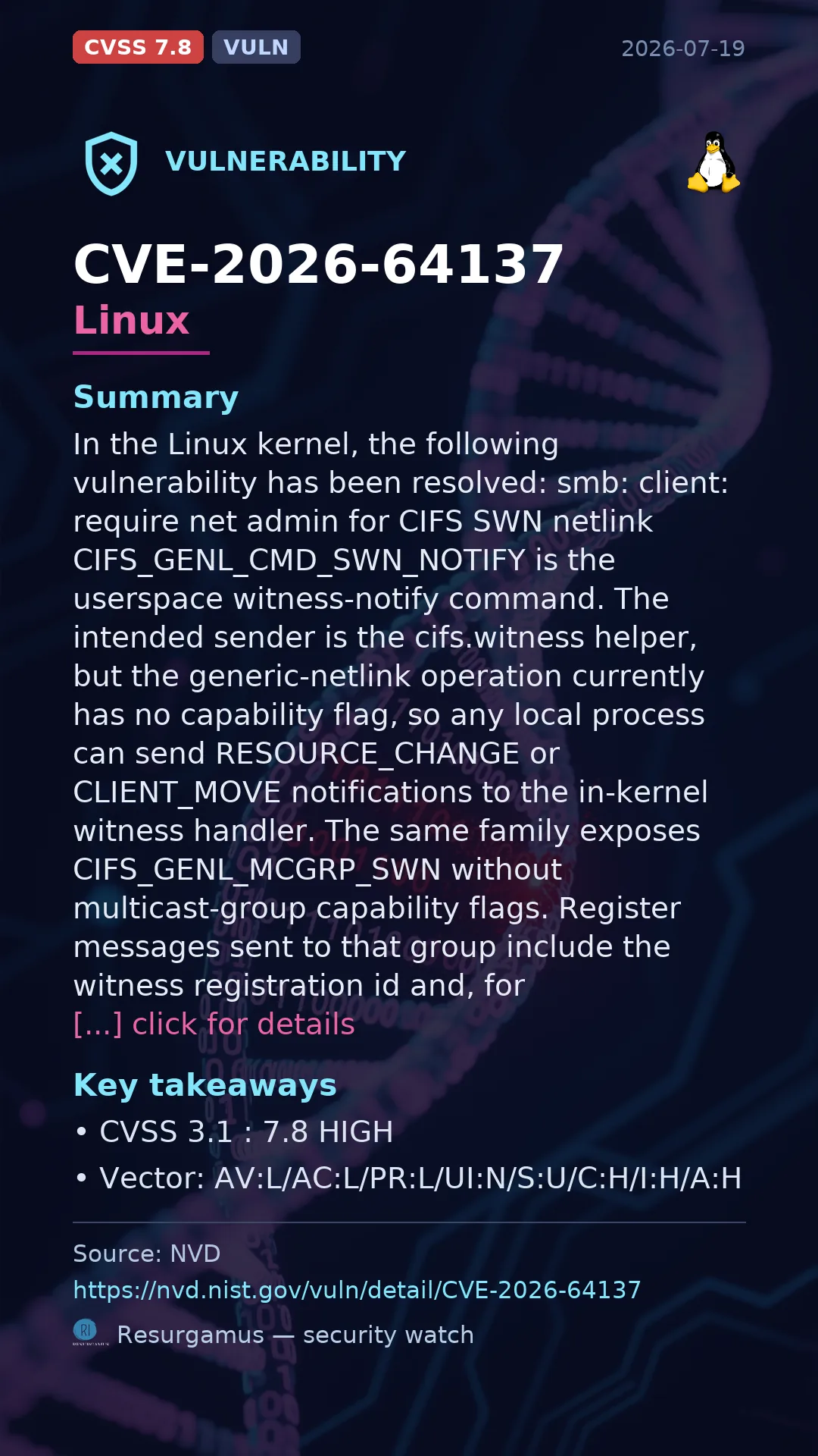 CVE-2026-64137 Linux Vulnerability