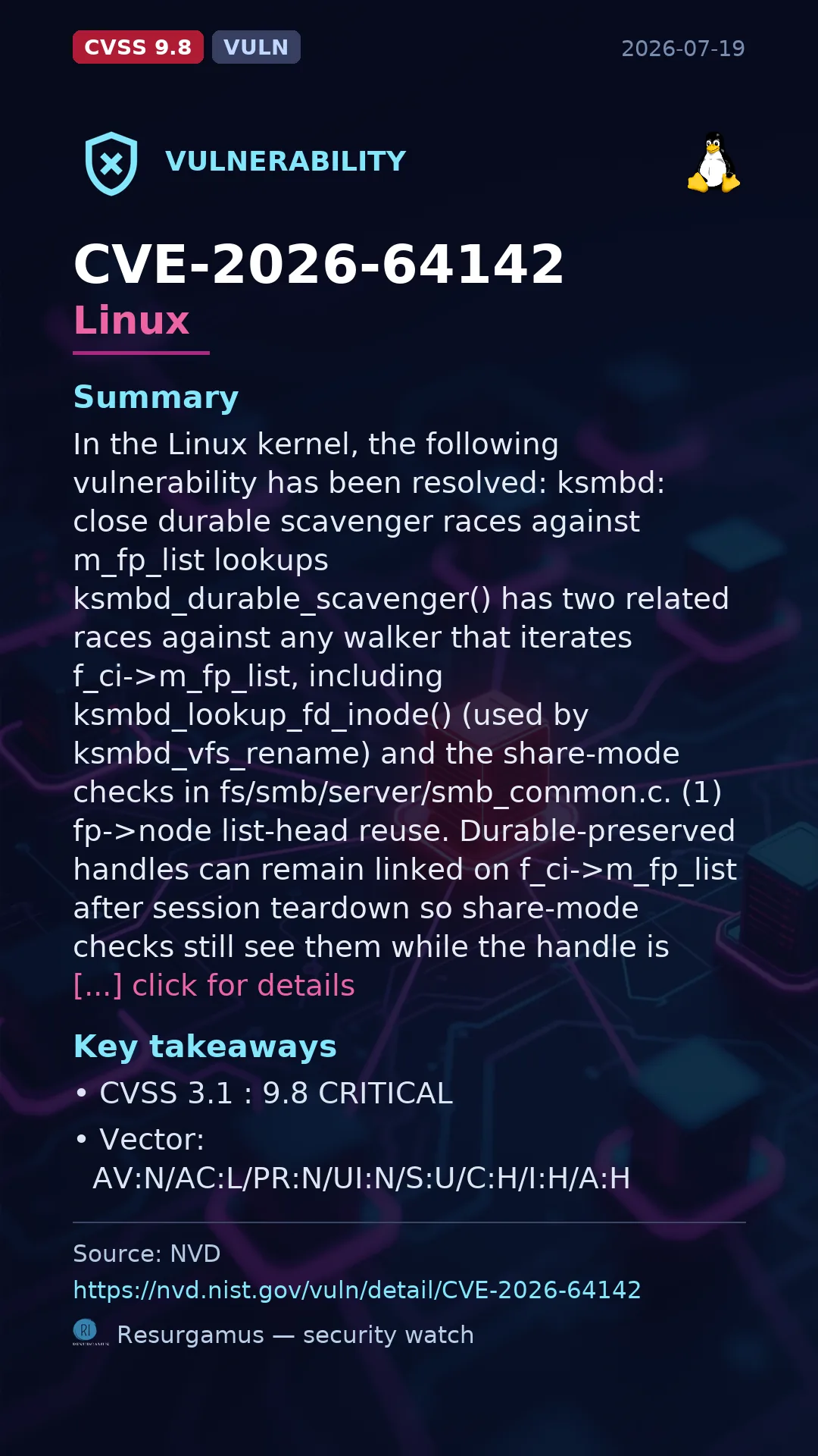 CVE-2026-64142 Linux Vulnerability