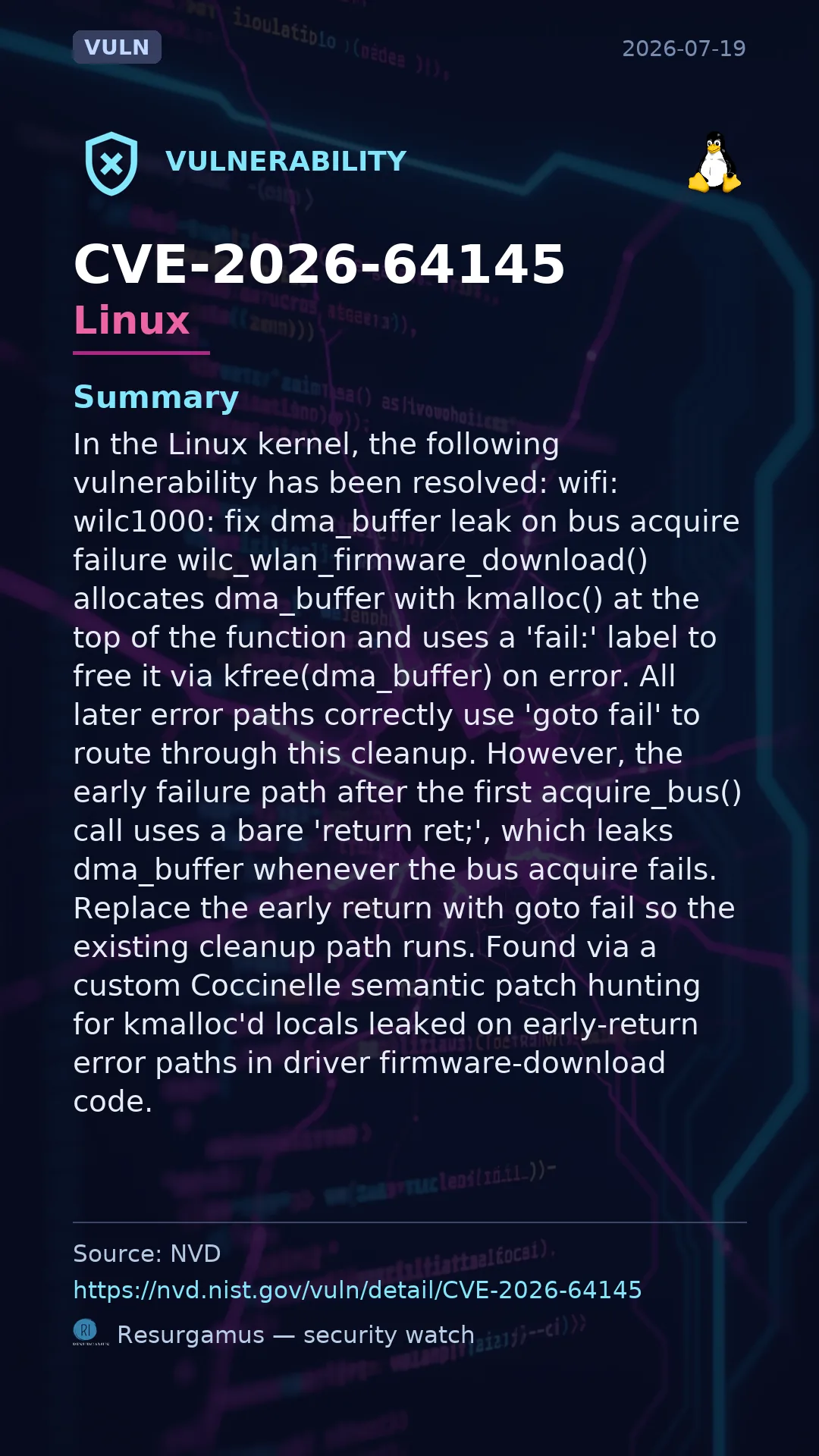 CVE-2026-64145 Linux Vulnerability