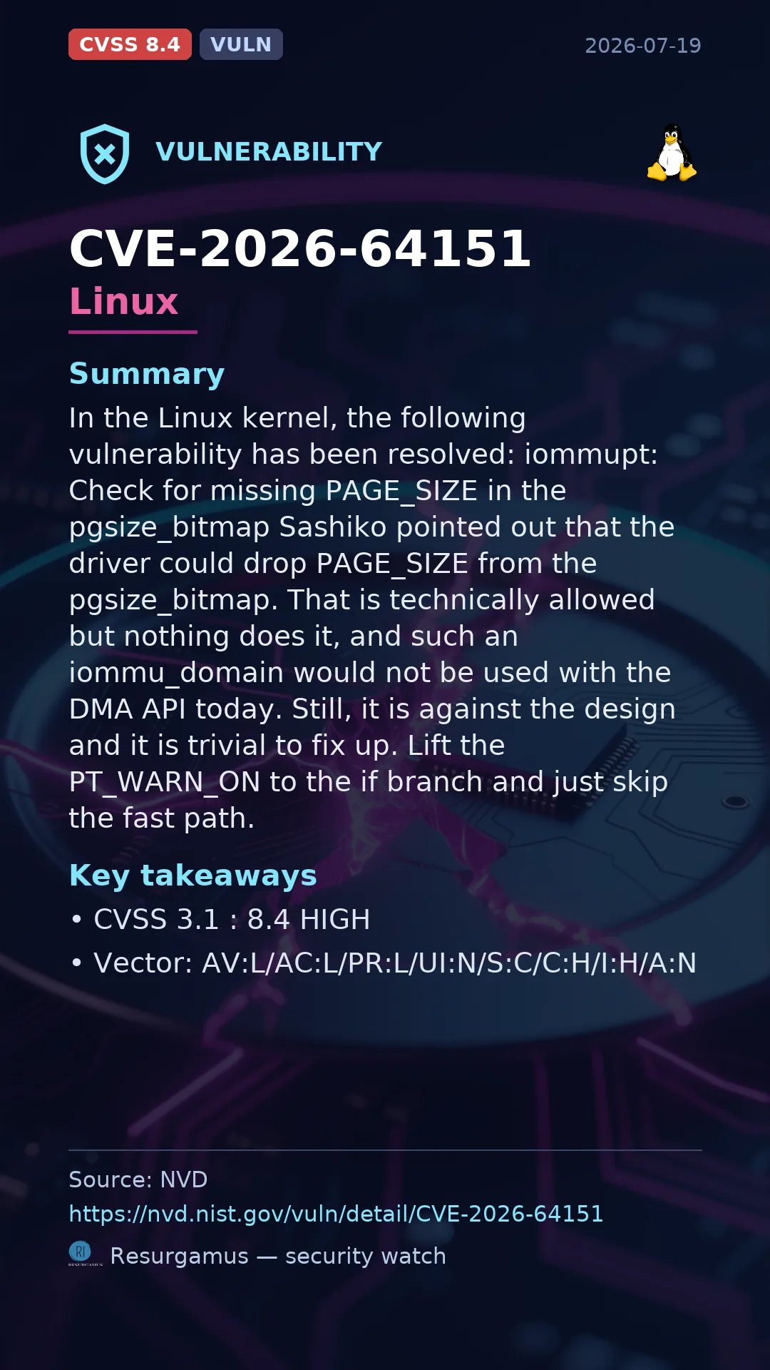 CVE-2026-64151 Linux Vulnerability