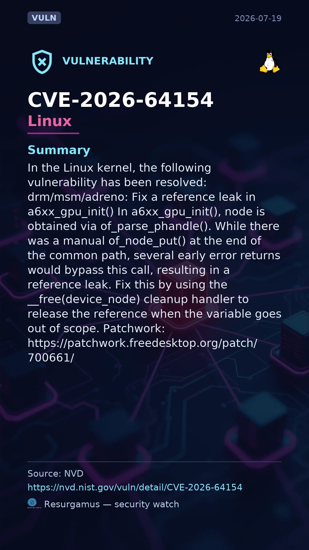 CVE-2026-64154 Linux Vulnerability