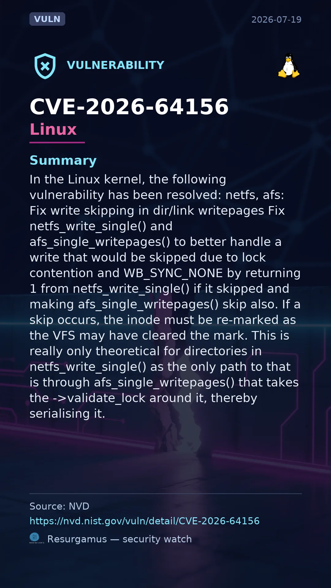 CVE-2026-64156 Linux Vulnerability