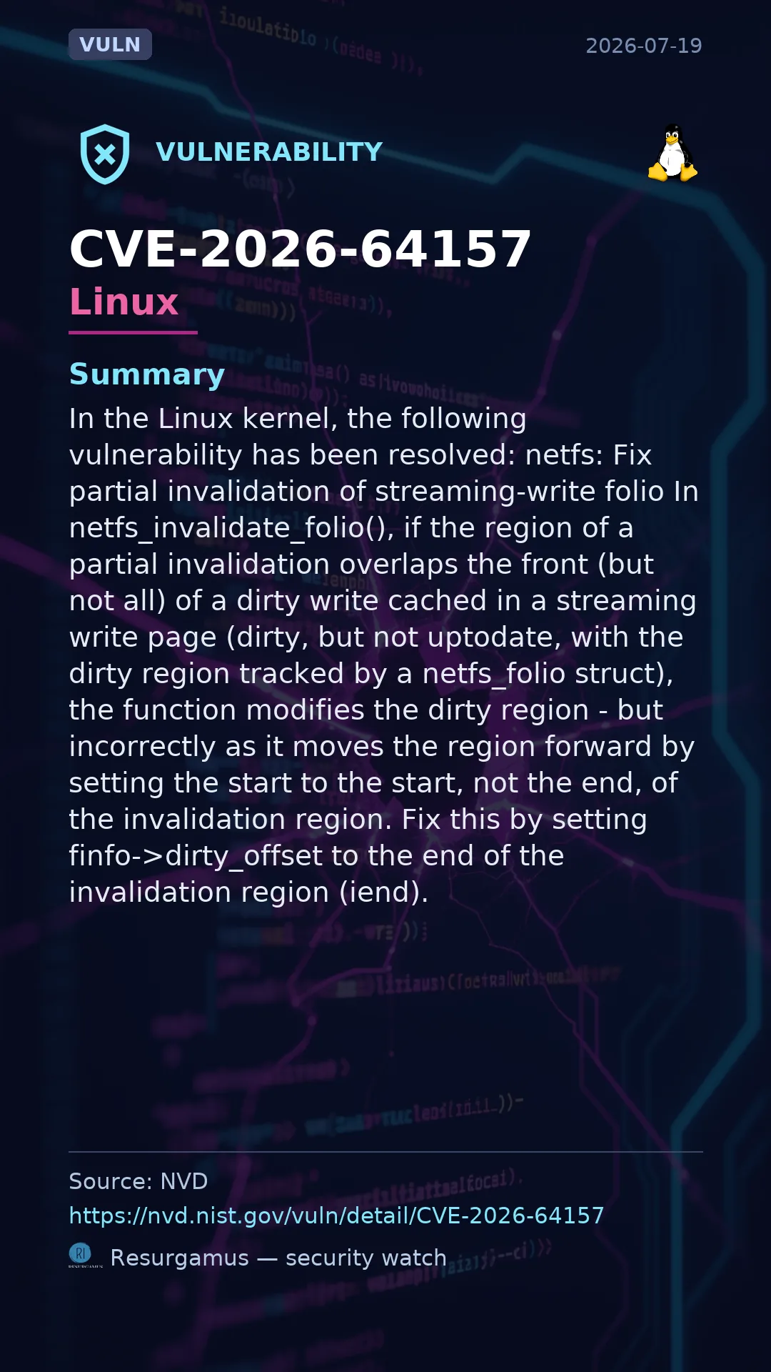 CVE-2026-64157 Linux Vulnerability
