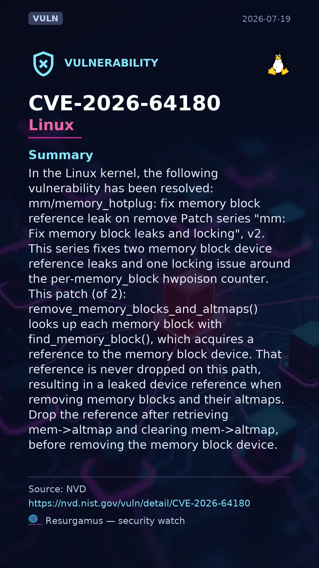 CVE-2026-64180 Linux Vulnerability