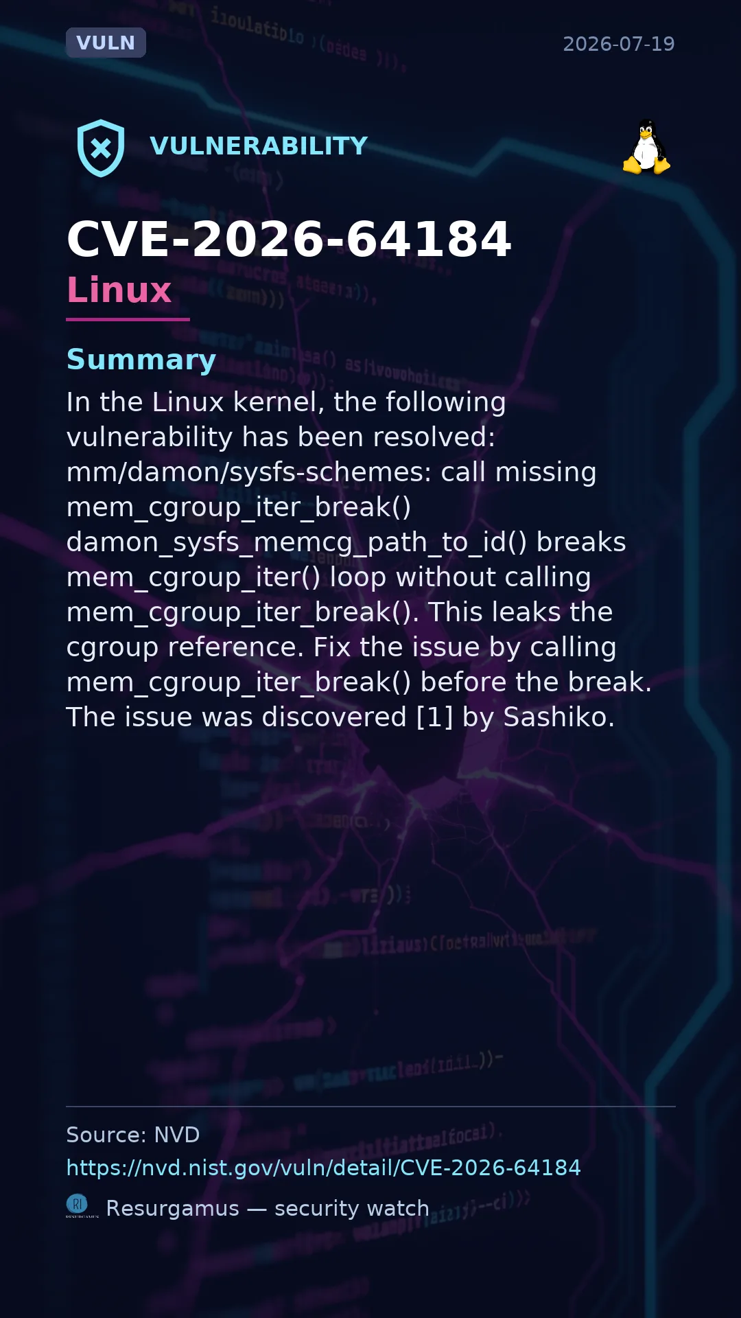 CVE-2026-64184 Linux Vulnerability