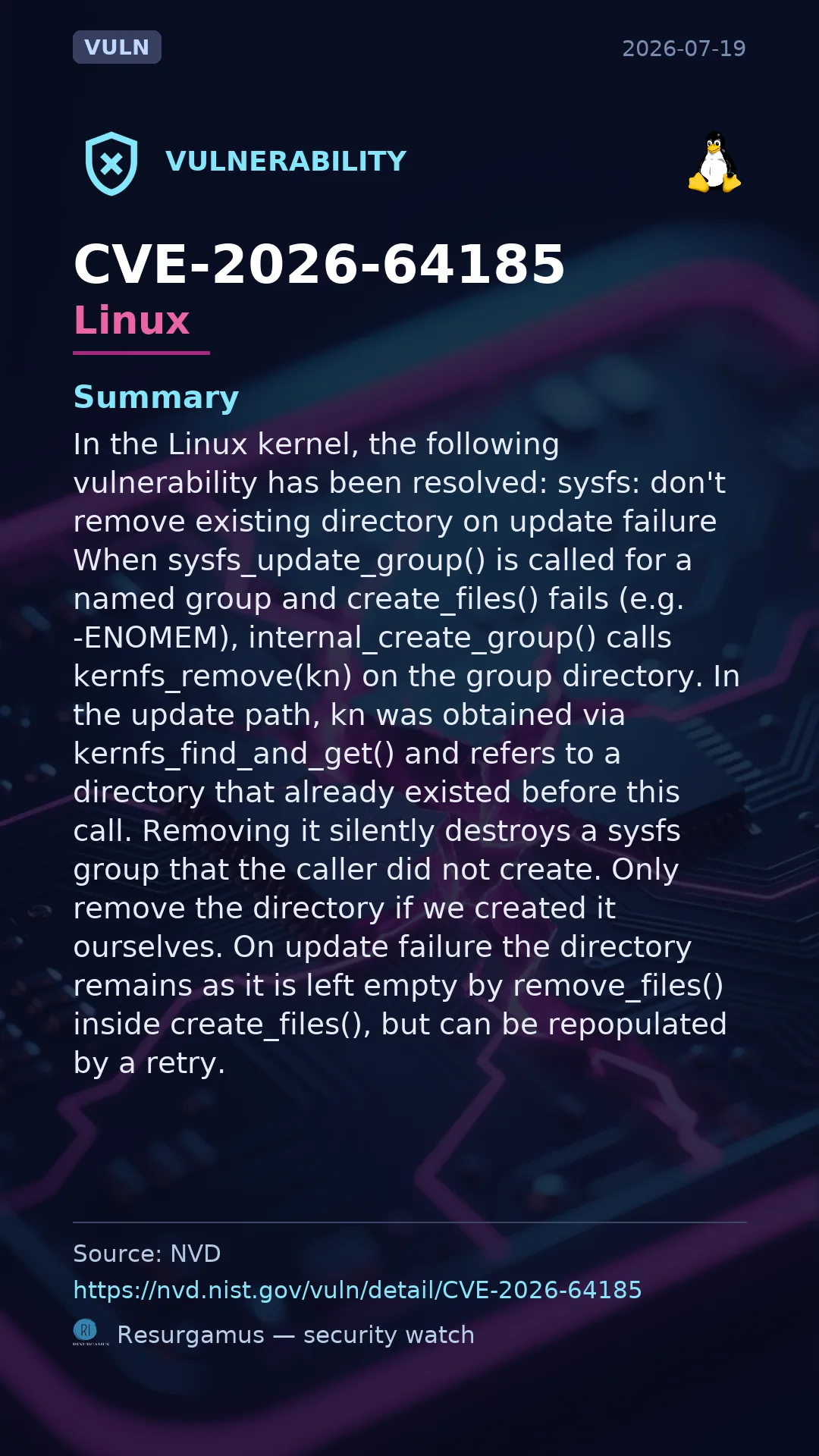 CVE-2026-64185 Linux Vulnerability