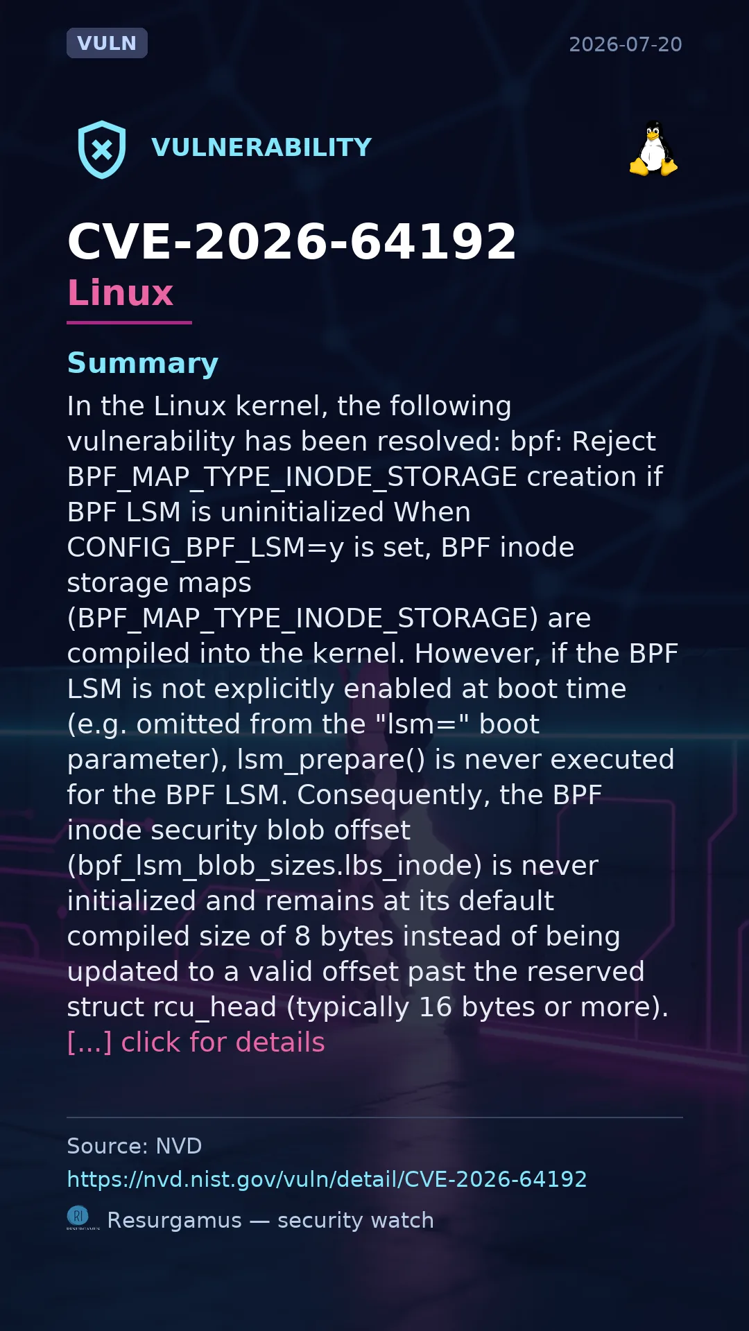 CVE-2026-64192 Linux Vulnerability